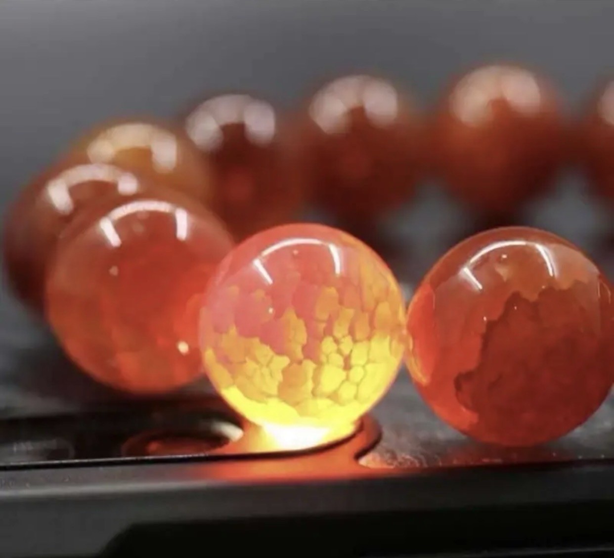 Natural dragon scale phoenix blood agate Buddhist bead bracelet 14mm With Box