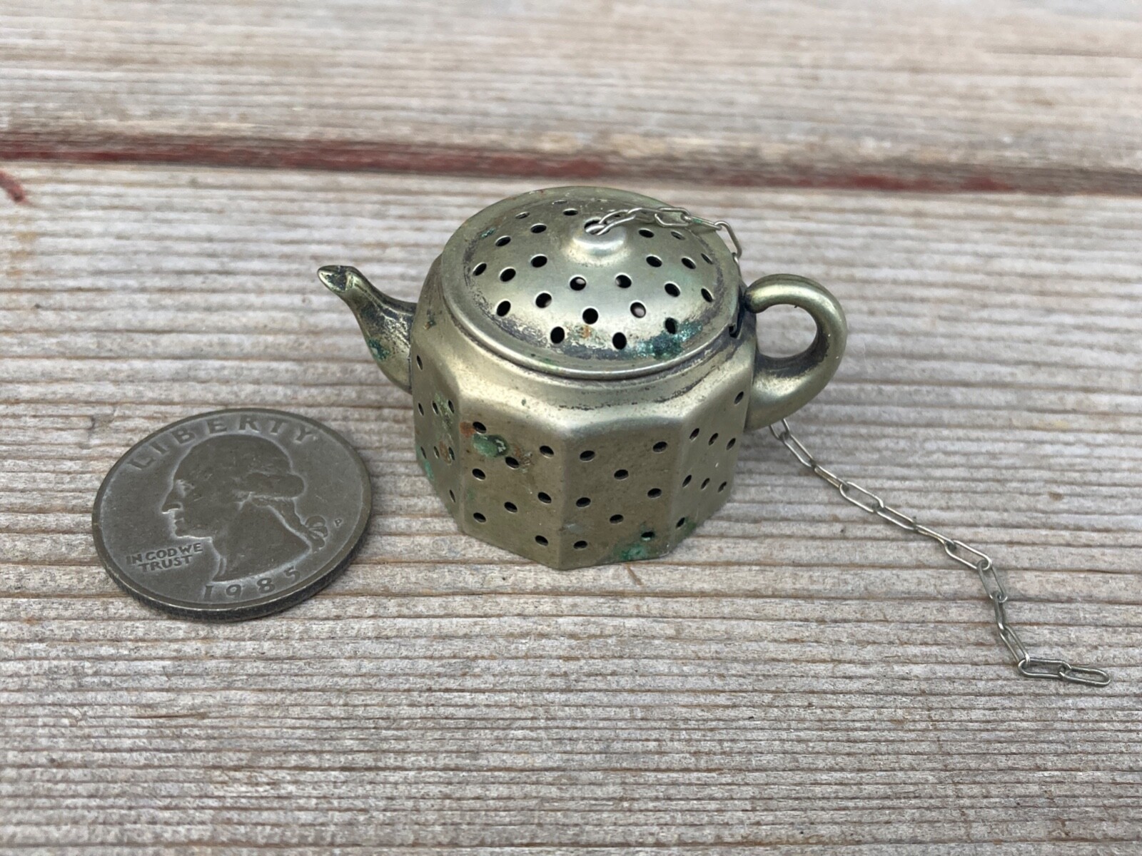VTG KNOBB KRAFT ATTLEBORO MASS ANTIQUE SILVER TEAPOT TEA DIFFUSER / STRAINER