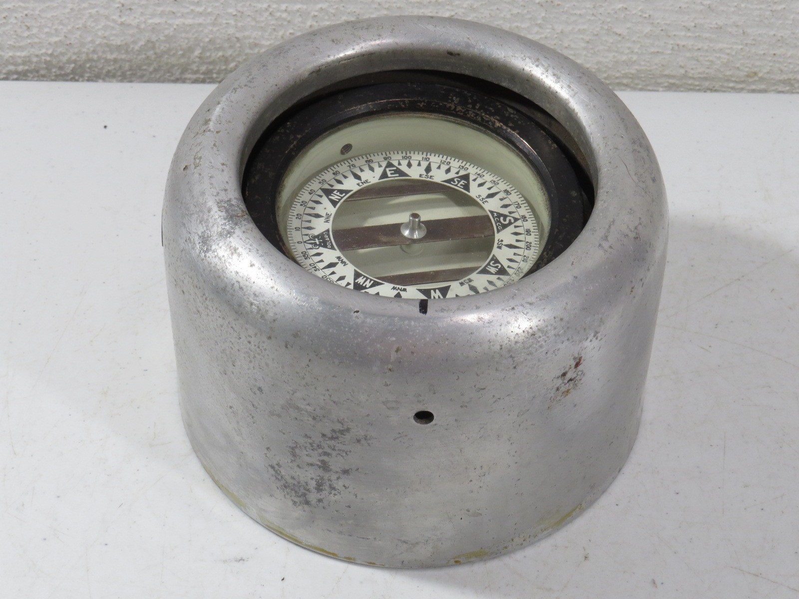Antique Polaris 4-Inch Brass Gimble Compass in Aluminum Case