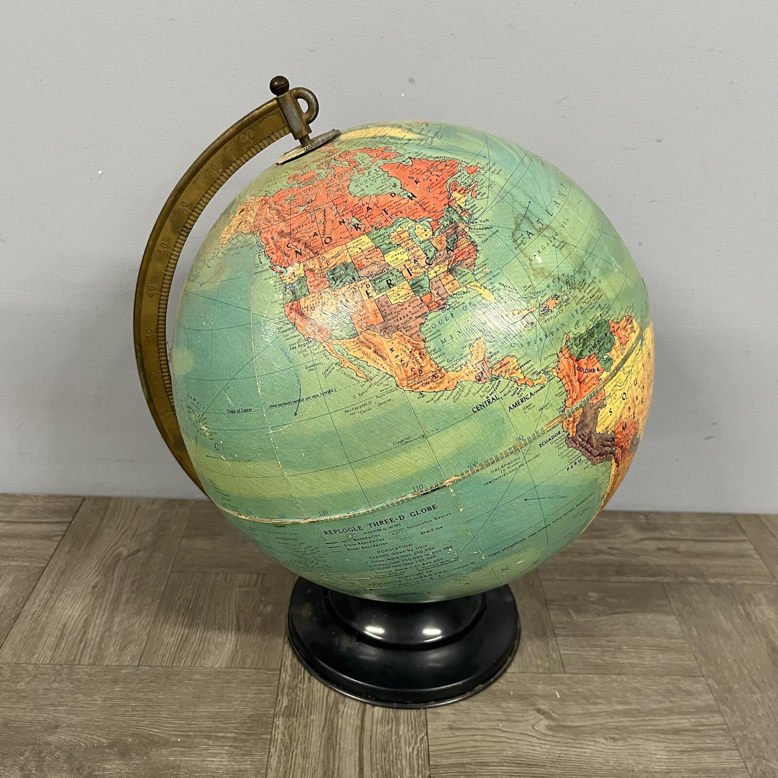 Vintage Replogle World Ocean Current Series 12″ Globe Rotating Axis Pre 1980s