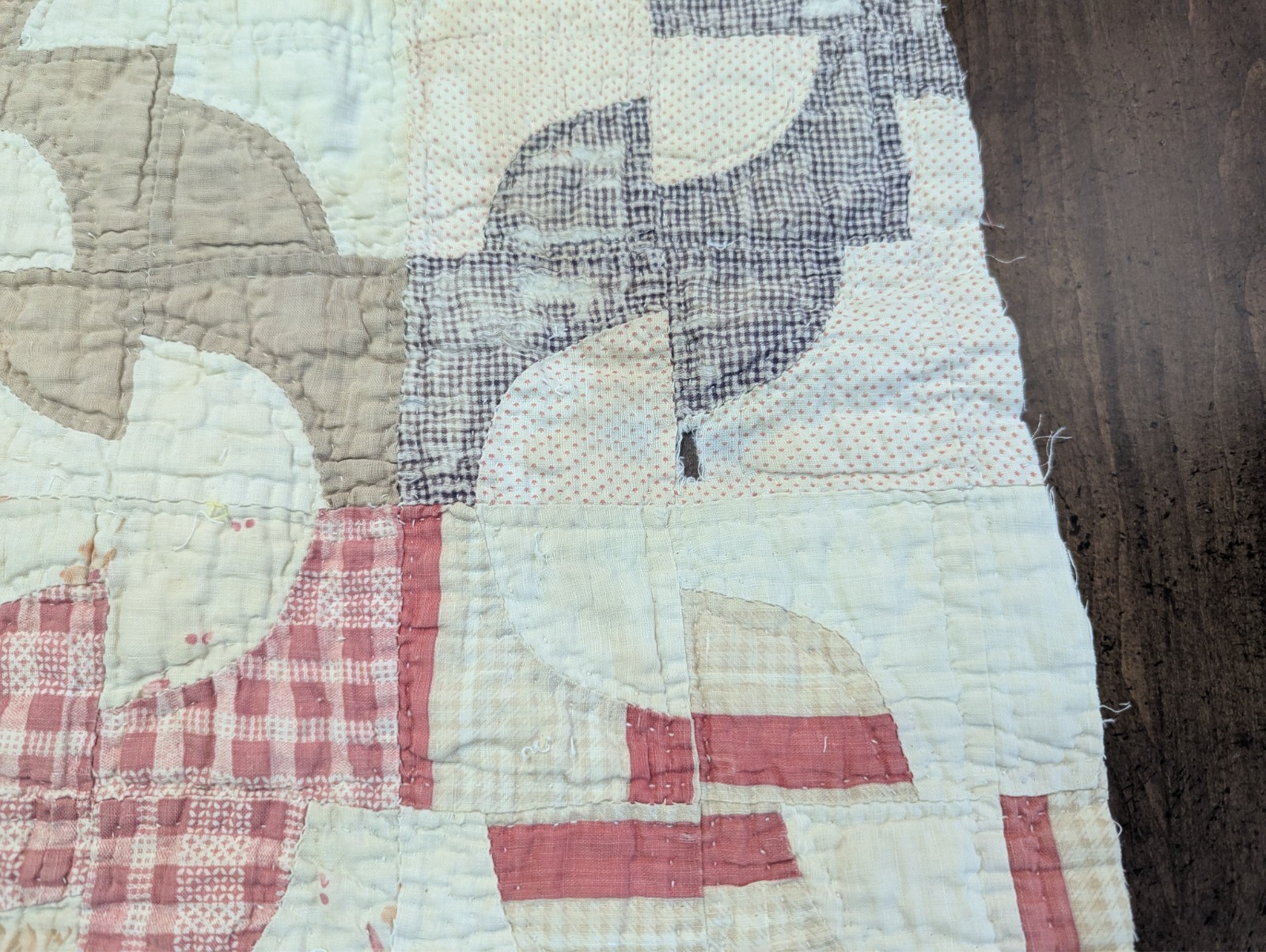 PRIM-GRUNGE Lot/3 Pcs UP-CYCLED from VTG-USA Patchwork QUILT x Crafts Projects