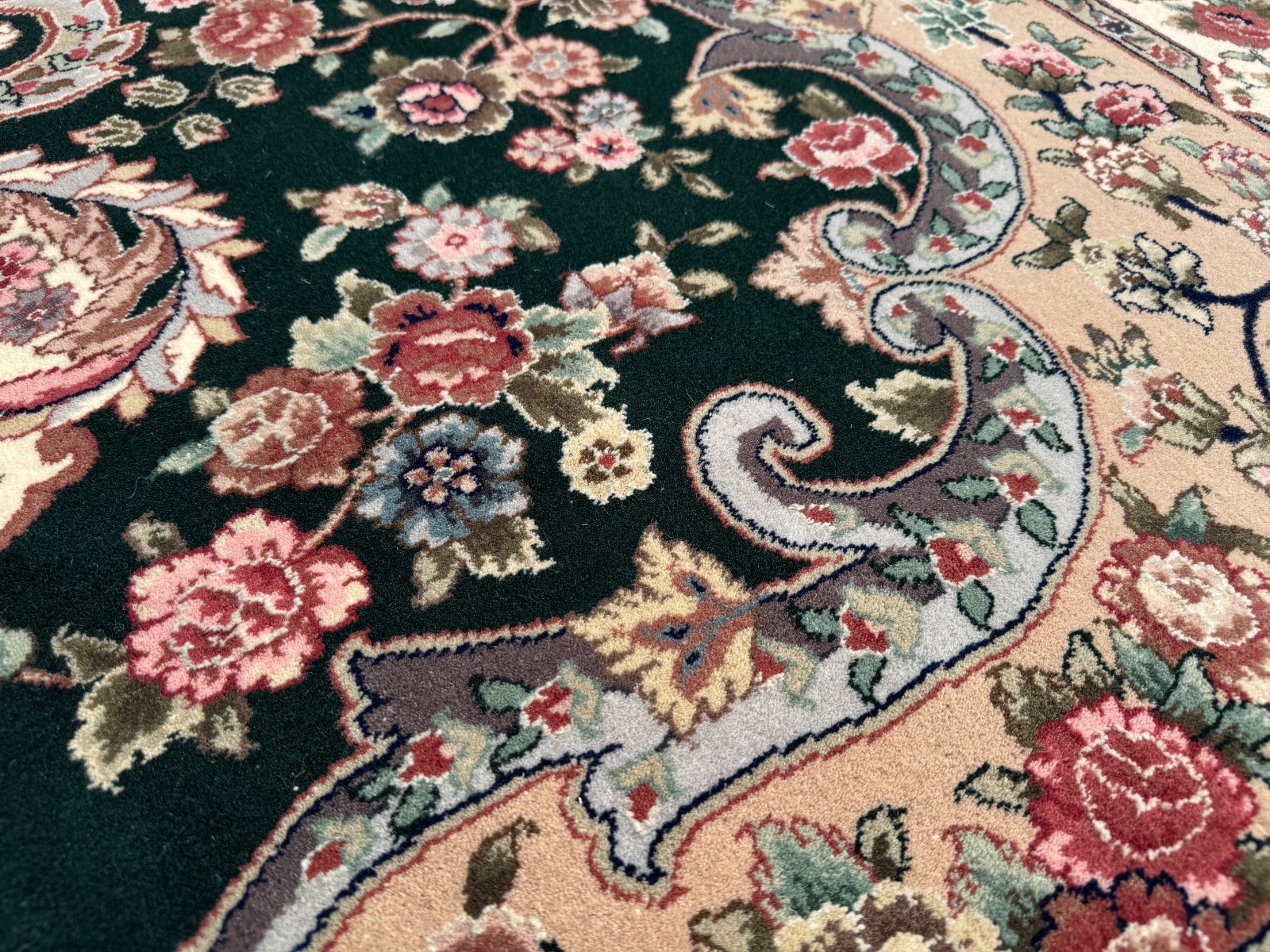 6×9 GREEN CHINESE VINTAGE RUG oriental pink blue handmade antique fine wool silk