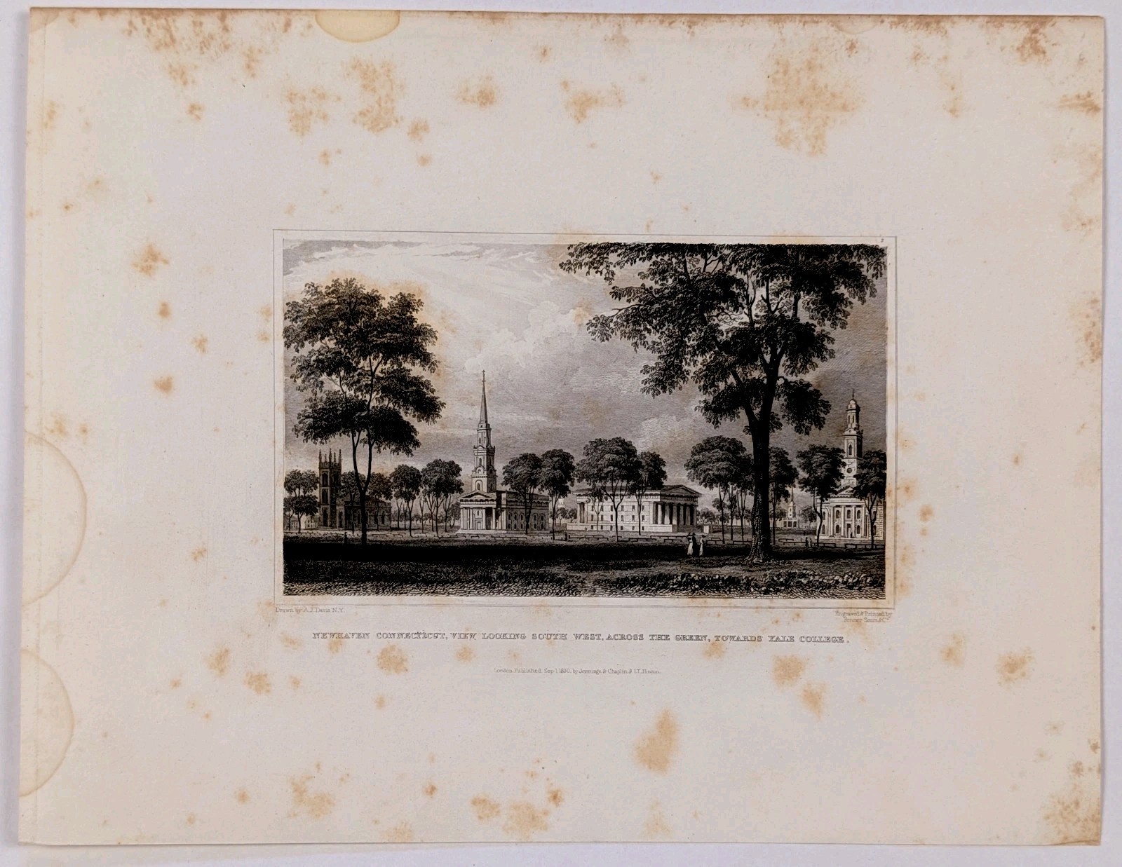 1830 YALE University – NEW HAVEN CONNECTICUT Engraved Print ORIGINAL