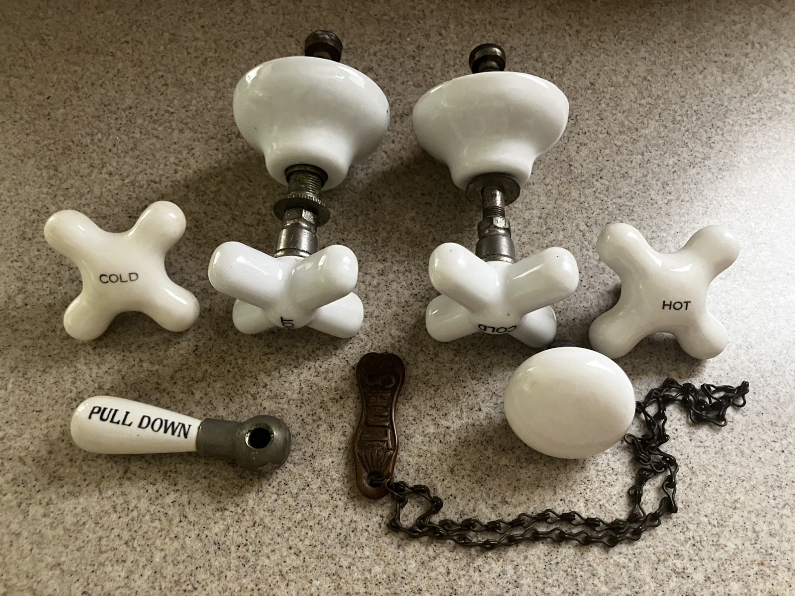 Lot Vintage Porcelain Handles bathroom HOT COLD TUB SHOWER Victorian Deco retro