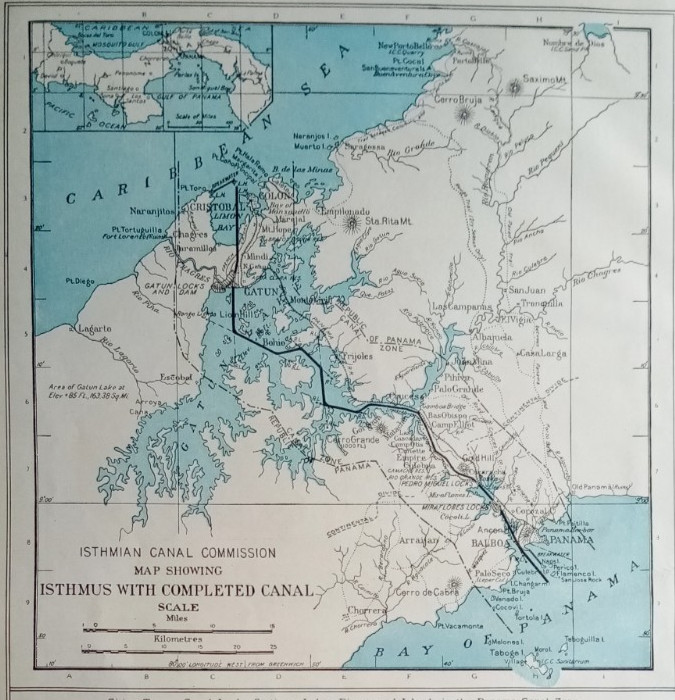 Antique 1914 Atlas Map of Panama Canal & West Indies Porto Rico Cuba Haiti L@@K!