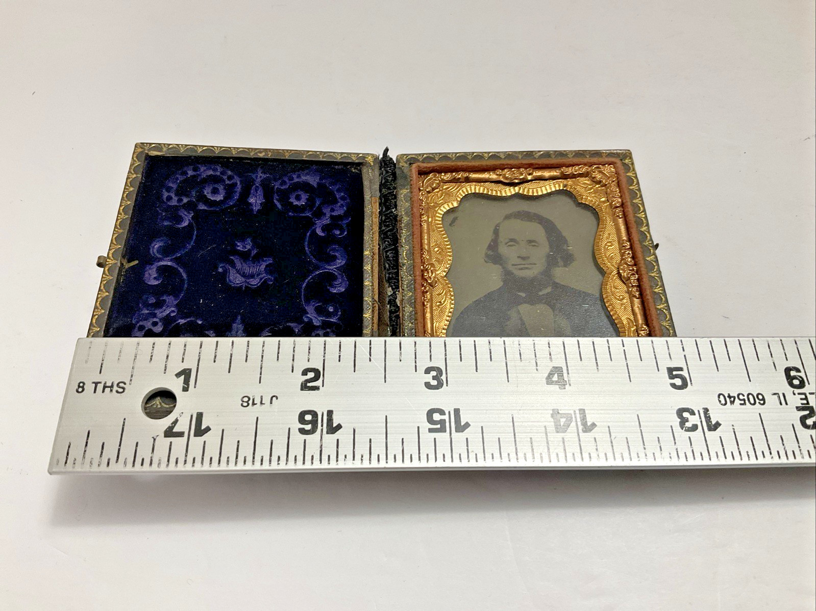 Union Case Copper Foil Matte Glass Ambrotype signed Lucinda Emry 1891