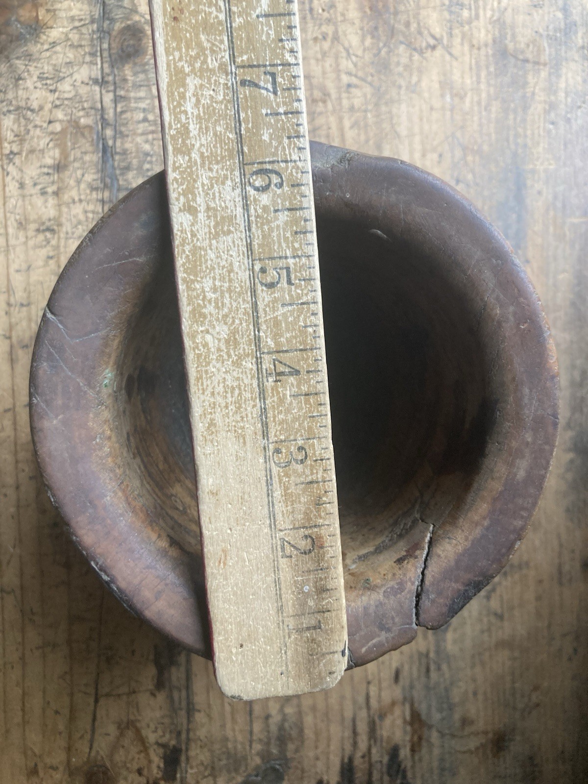Fantastic! Large antique Primitive turned BURL Wooden Mortar