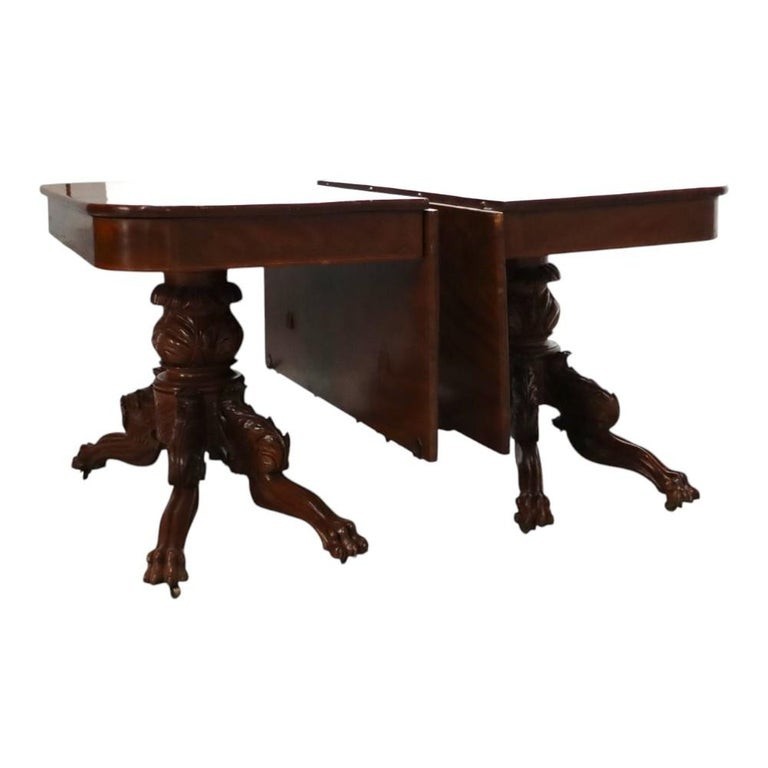 Classical Quervelle Inspired Drop-Leaf & Claw Foot Mahogany Banquet Table c1840