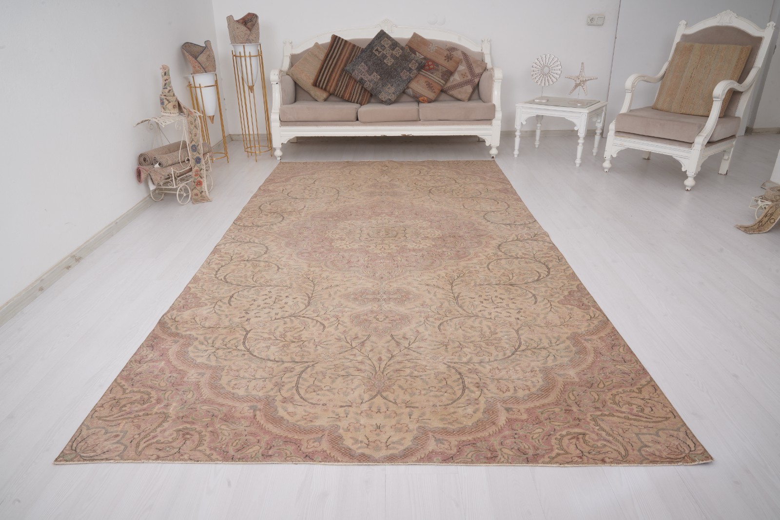 6×10 Large Turkish Rug Muted Oushak Vintage Carpet Antique Oversize Area Rug 541