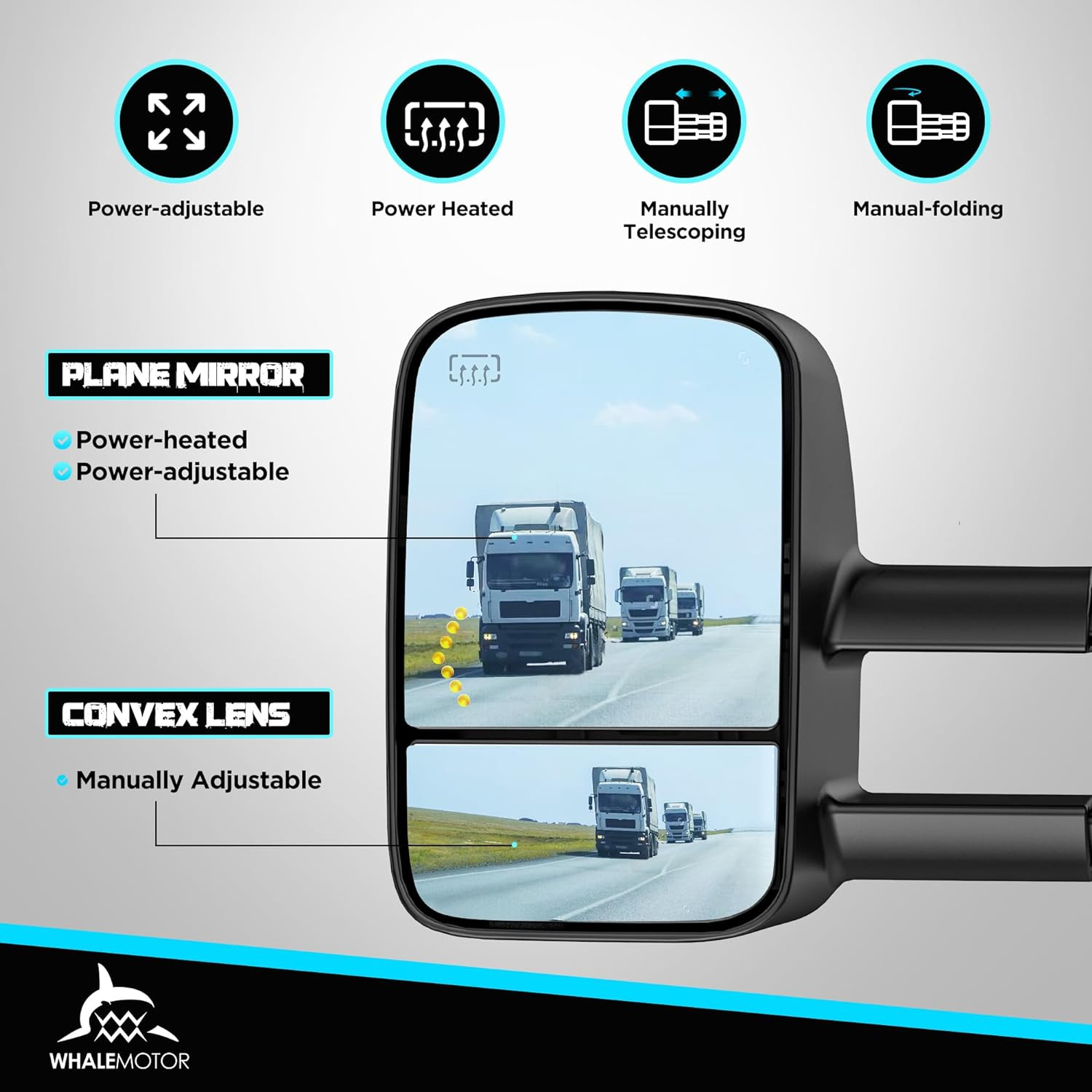Heated Tow Mirrors Compatible with 2003-2007 Chevy Silverado GMC Sierra(2007 Cla