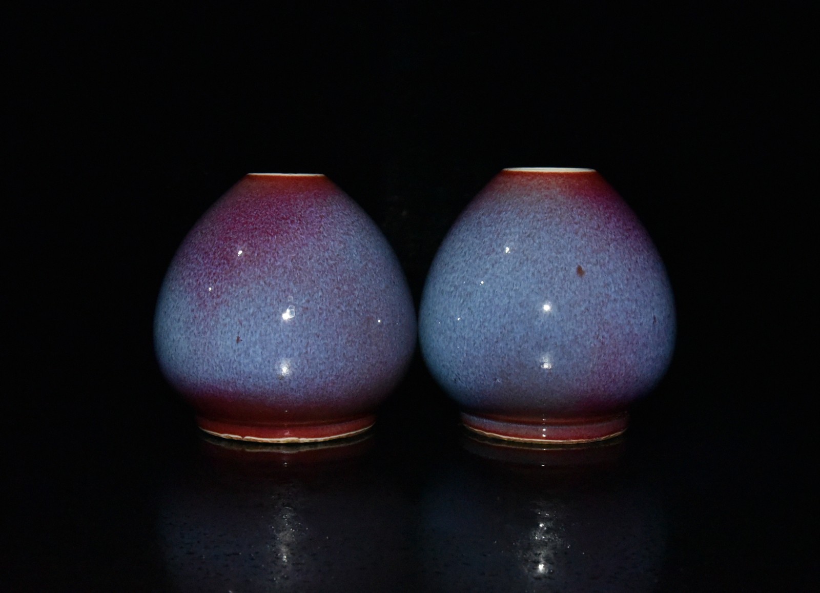 4.3″ China qing dynasty kangxi mark antique Variable glaze Porcelain bowl pair