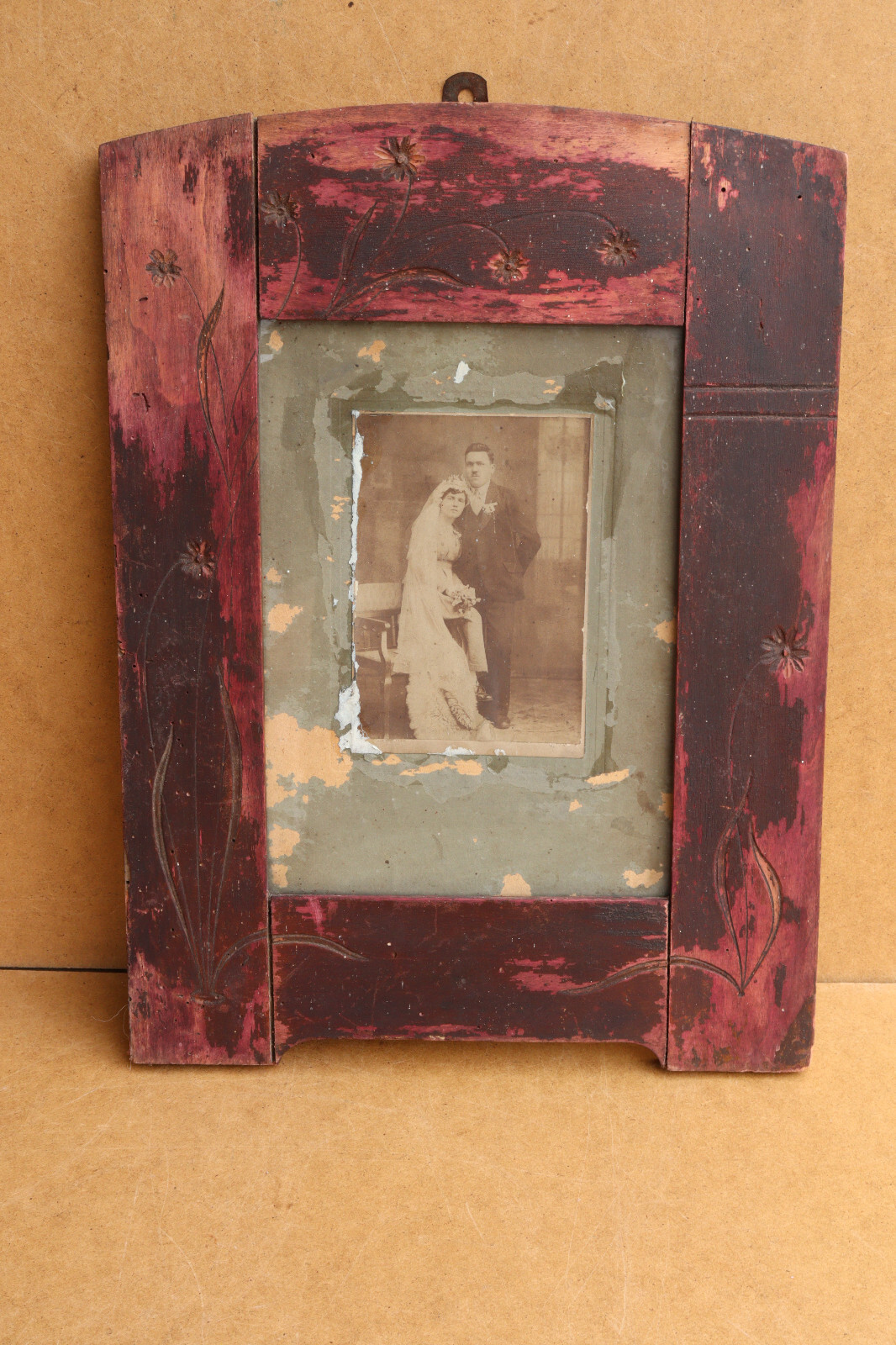 Antique Frame Picture Vintage Primitive Photograph Frame Old Painted about 1920s