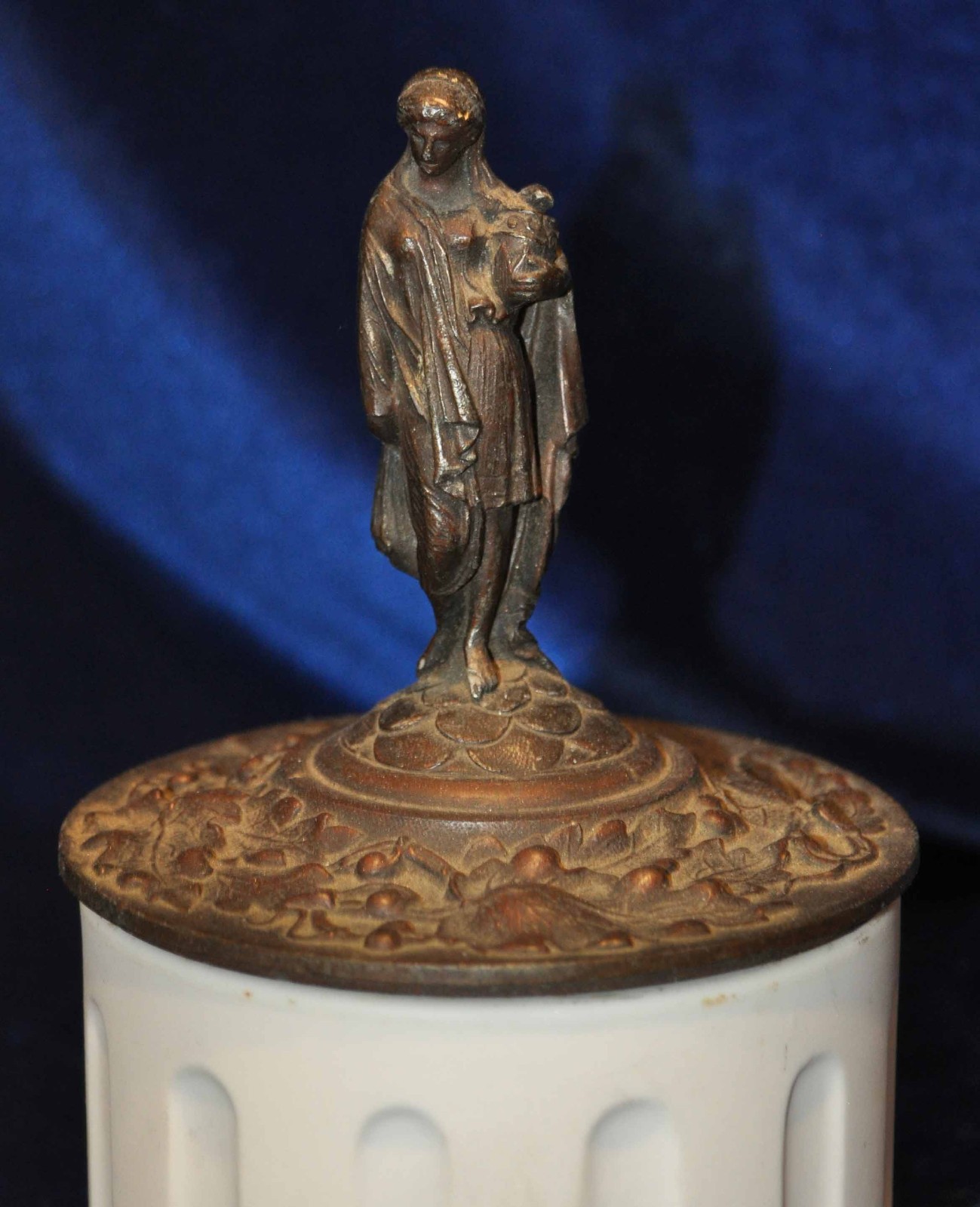 FRENCH BRONZE NEOCLASSICAL LADY ORMOLU BISQUE PORCELAIN GREEK ROMAN COLUMN