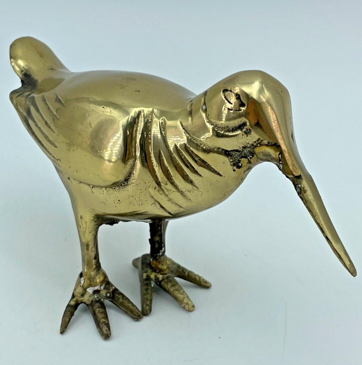 Vintage Brass Kingfisher Bird Figurine Statue Gold Ornate Home Decor China 6in