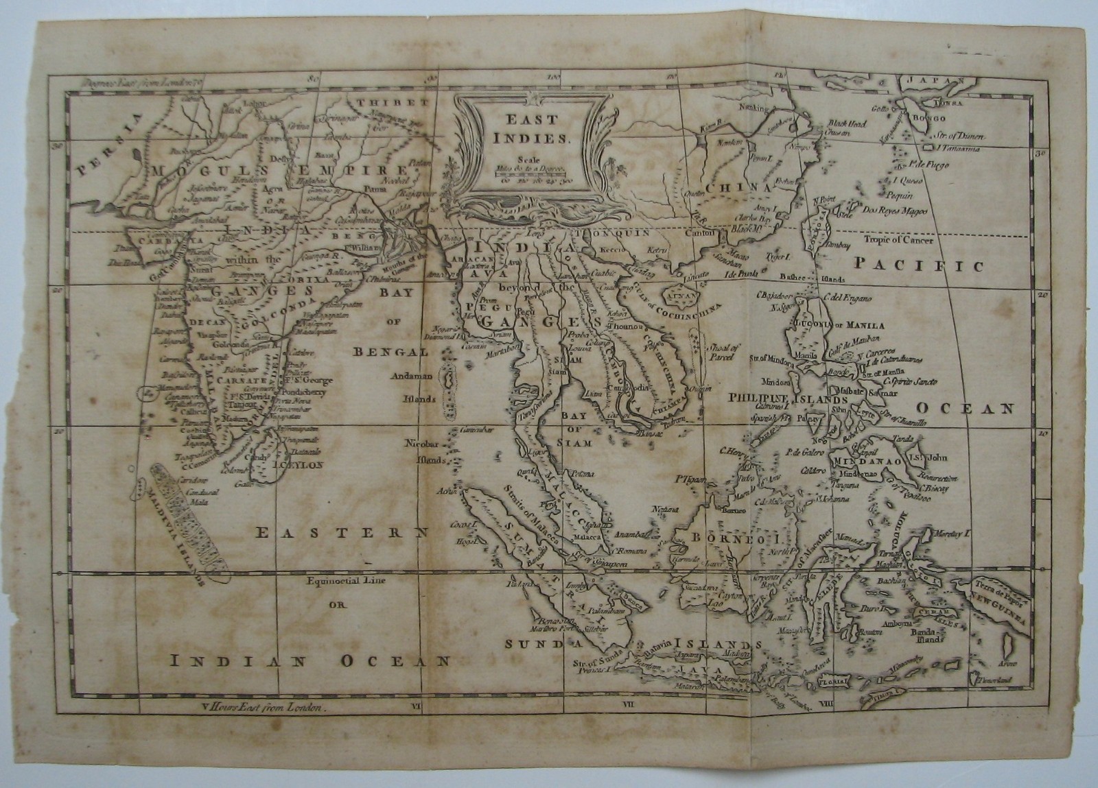 Original 1785 East Indies map in Salmon’s Geographical & Astronomical Grammar,