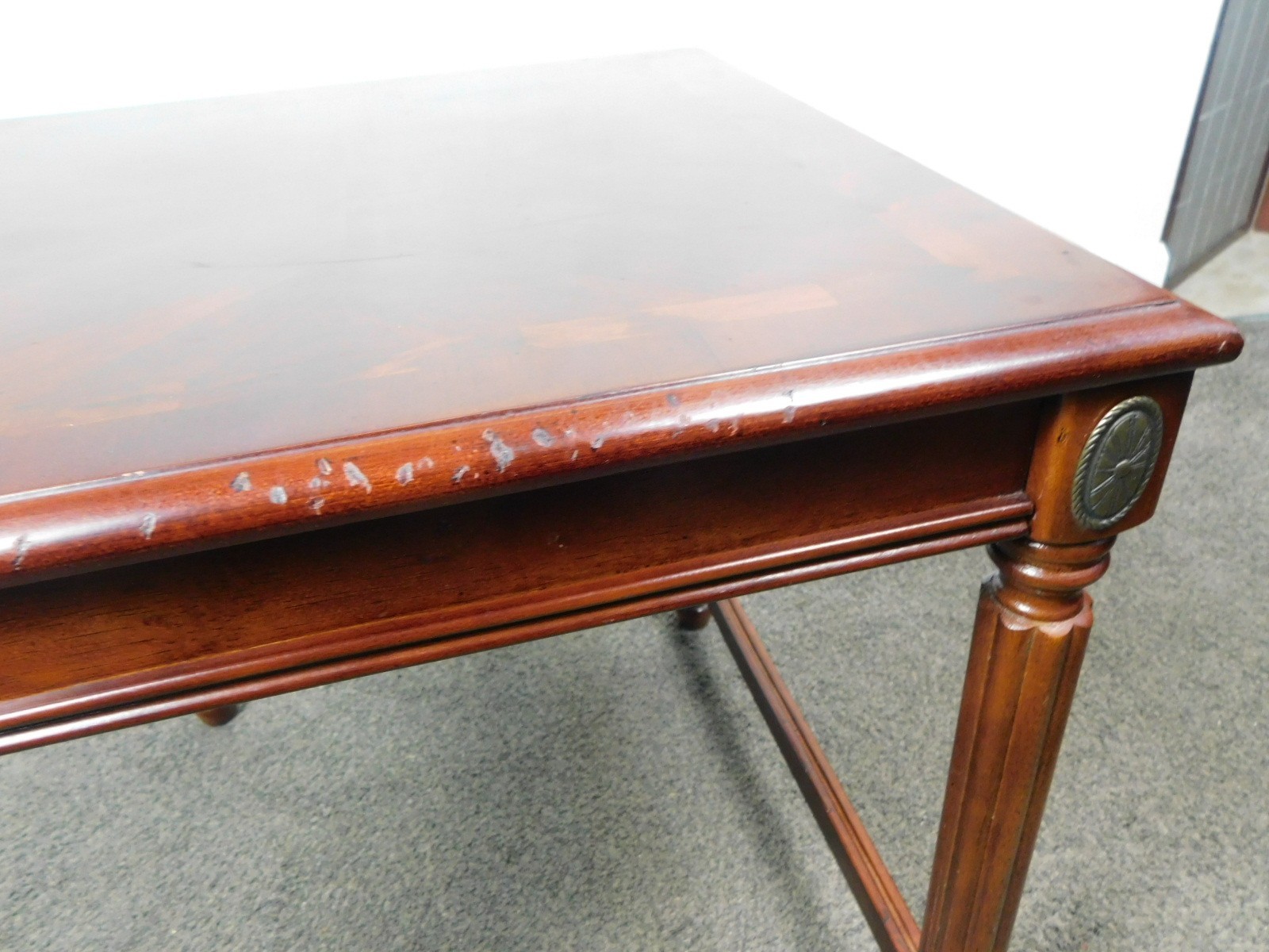 20″ Square Side End Lamp Table Mahogany Finish Empire – Stack TV Tray Base STYLE