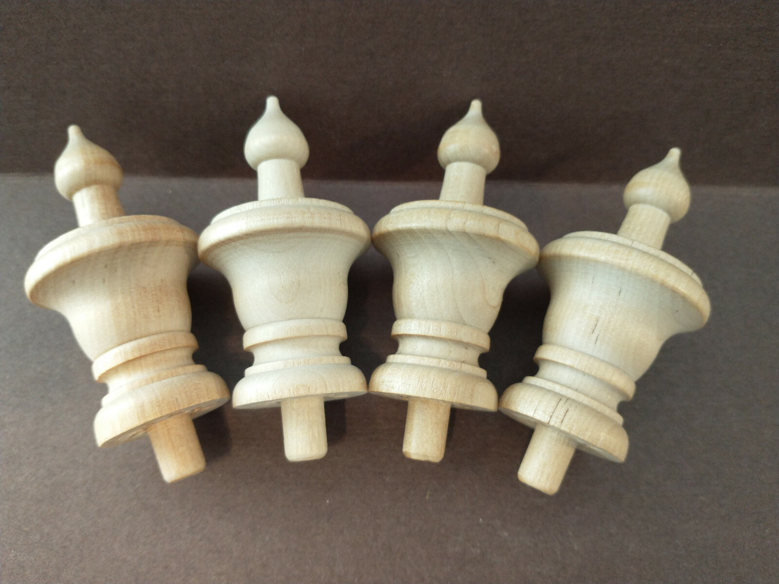 4 Beautifully Turned Steeple Top Hardwood Finials 3″ Clock Parts Wood Craft Art