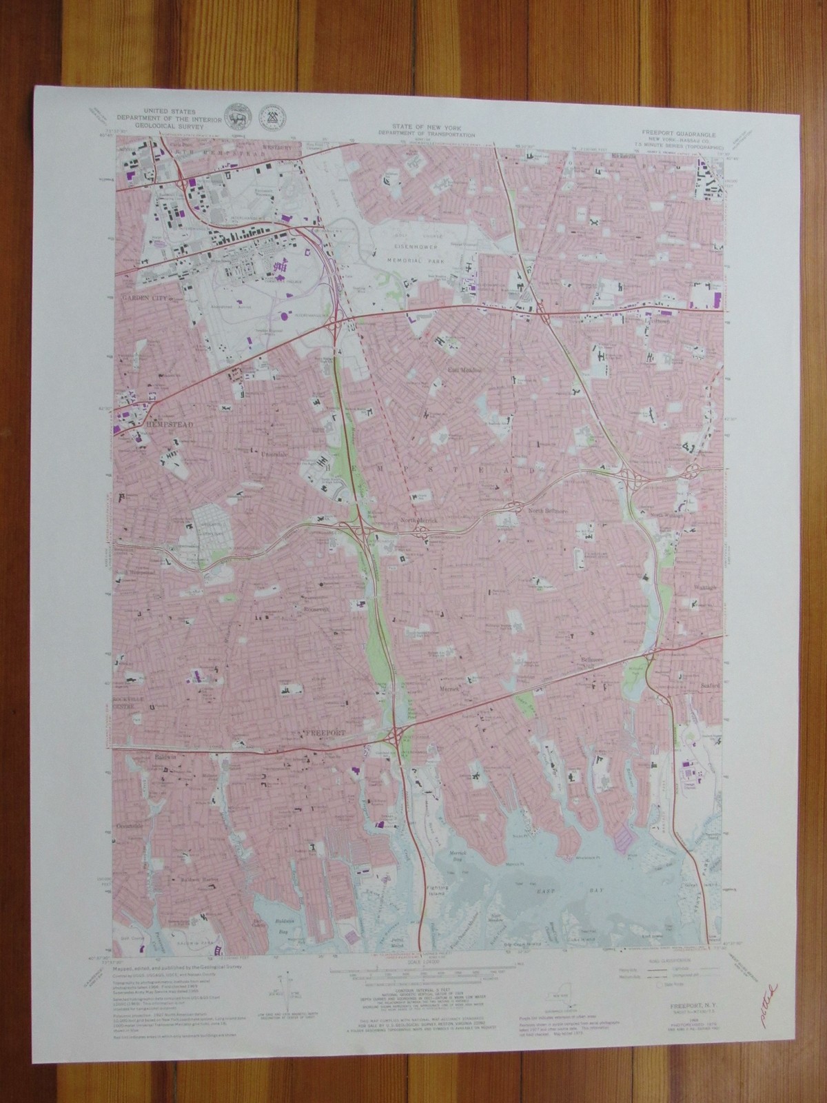 Freeport New York 1979 Original Vintage USGS Topo Map