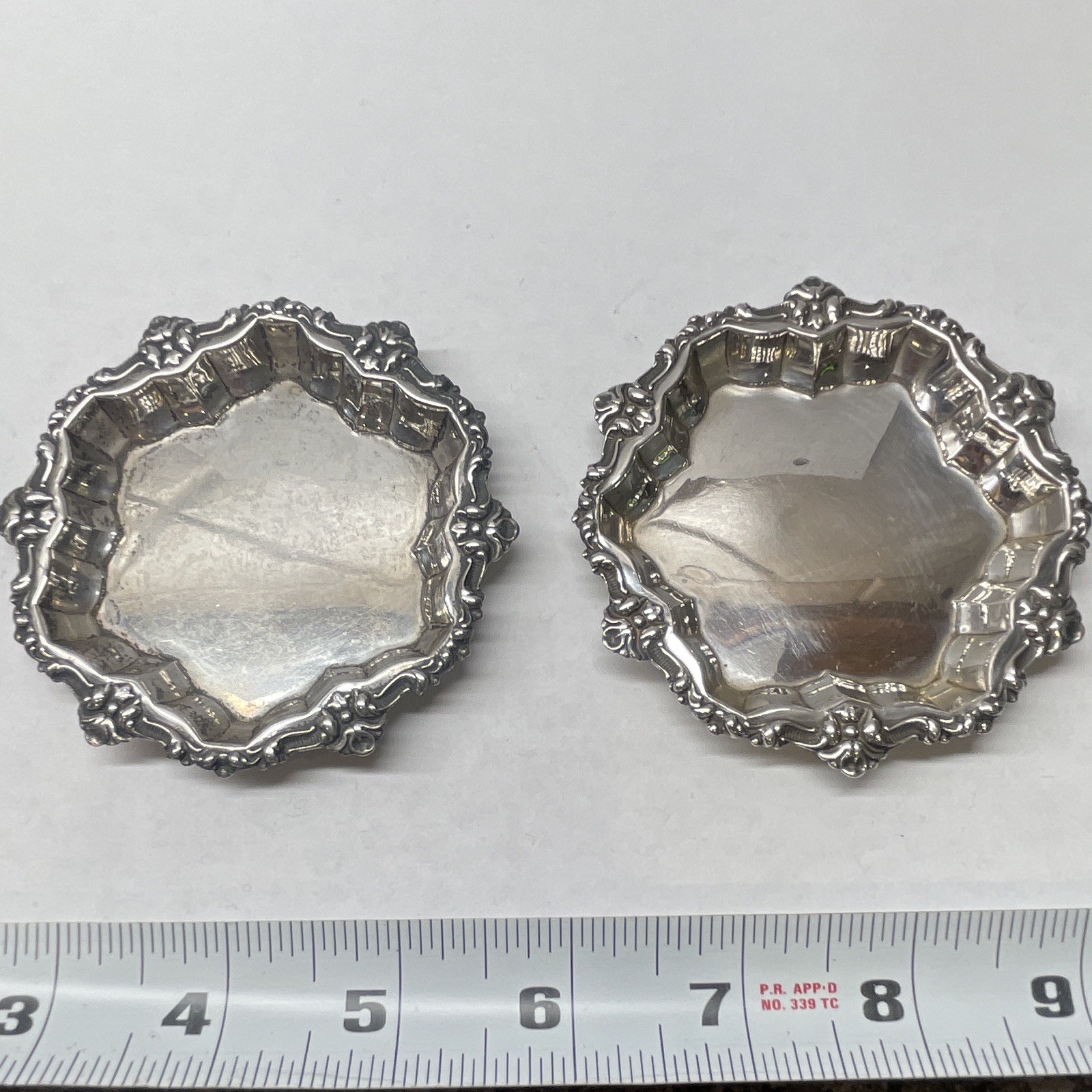 Frank M. Whiting & Company. BasedAntique Coasters Set, Ornate, 3.5 Inch Diameter