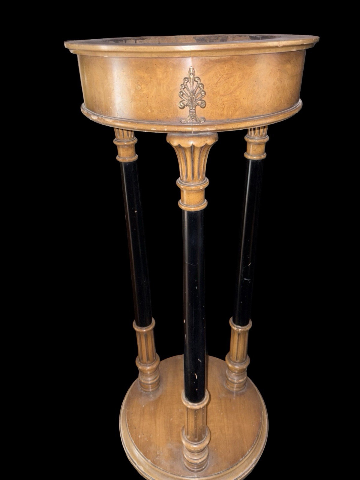 Mahogany Tall Pedestal Plant Stand Weiman Heirloom 50s Vintage Cameo Wood Table