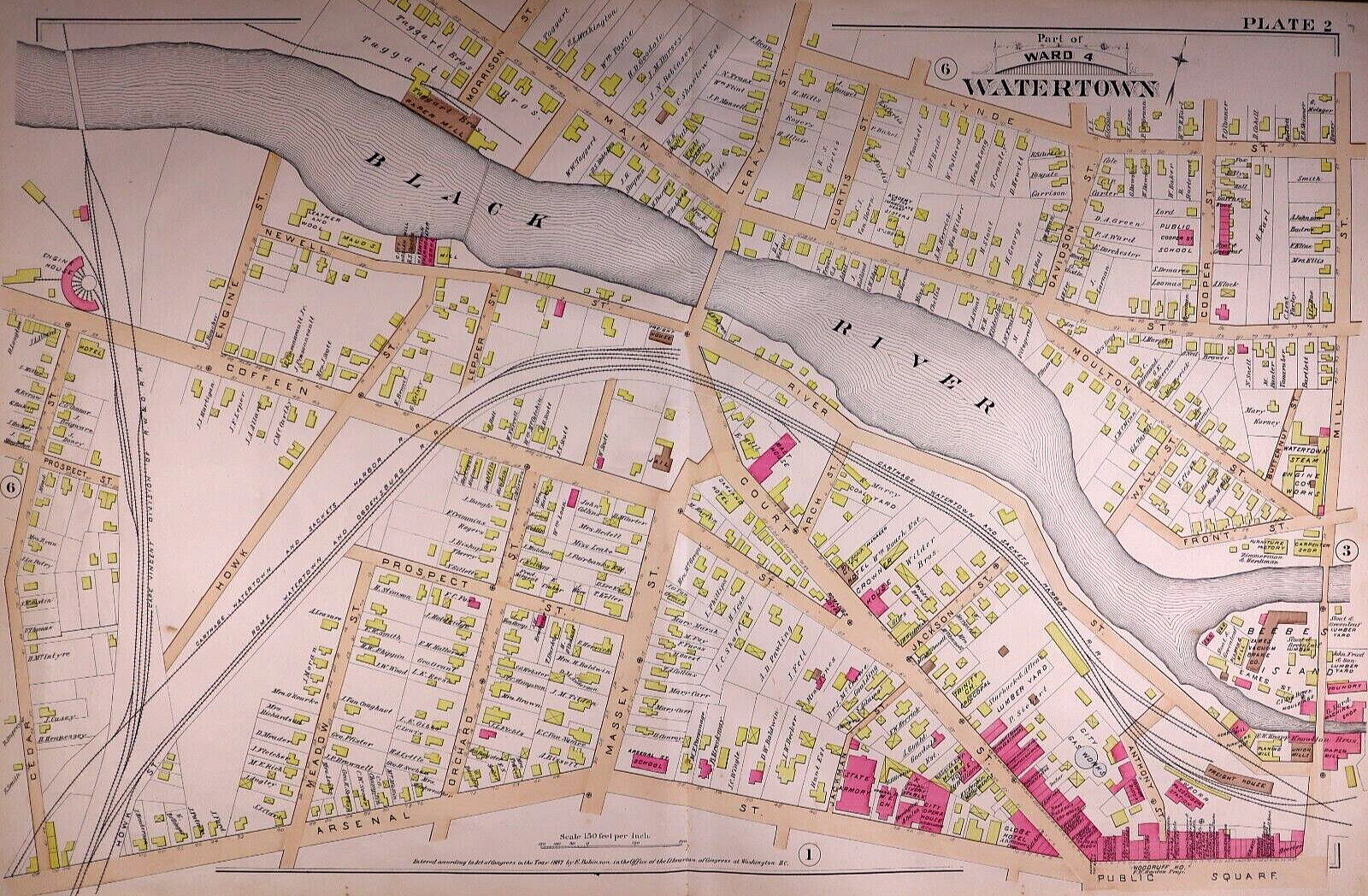 1888 Plat Map ~ WARD 4 – WATERTOWN, JEFFERSON Co., NEW YORK ~ (20×30)-#02