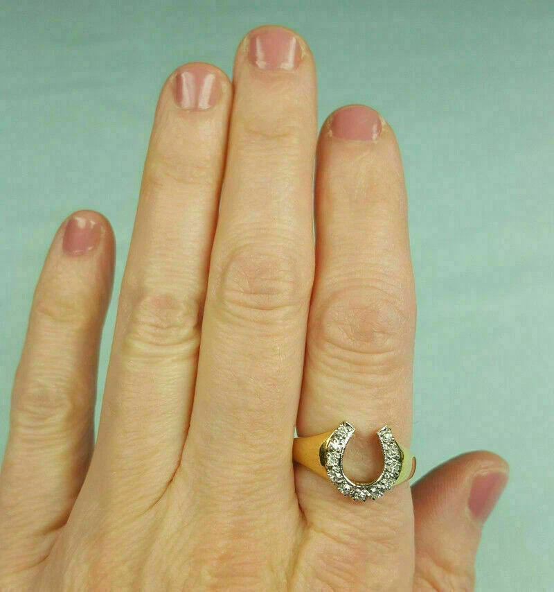 2Ct Round Lab Created Diamond Horseshoe Unisex Ring 14K Yellow Gold Finish