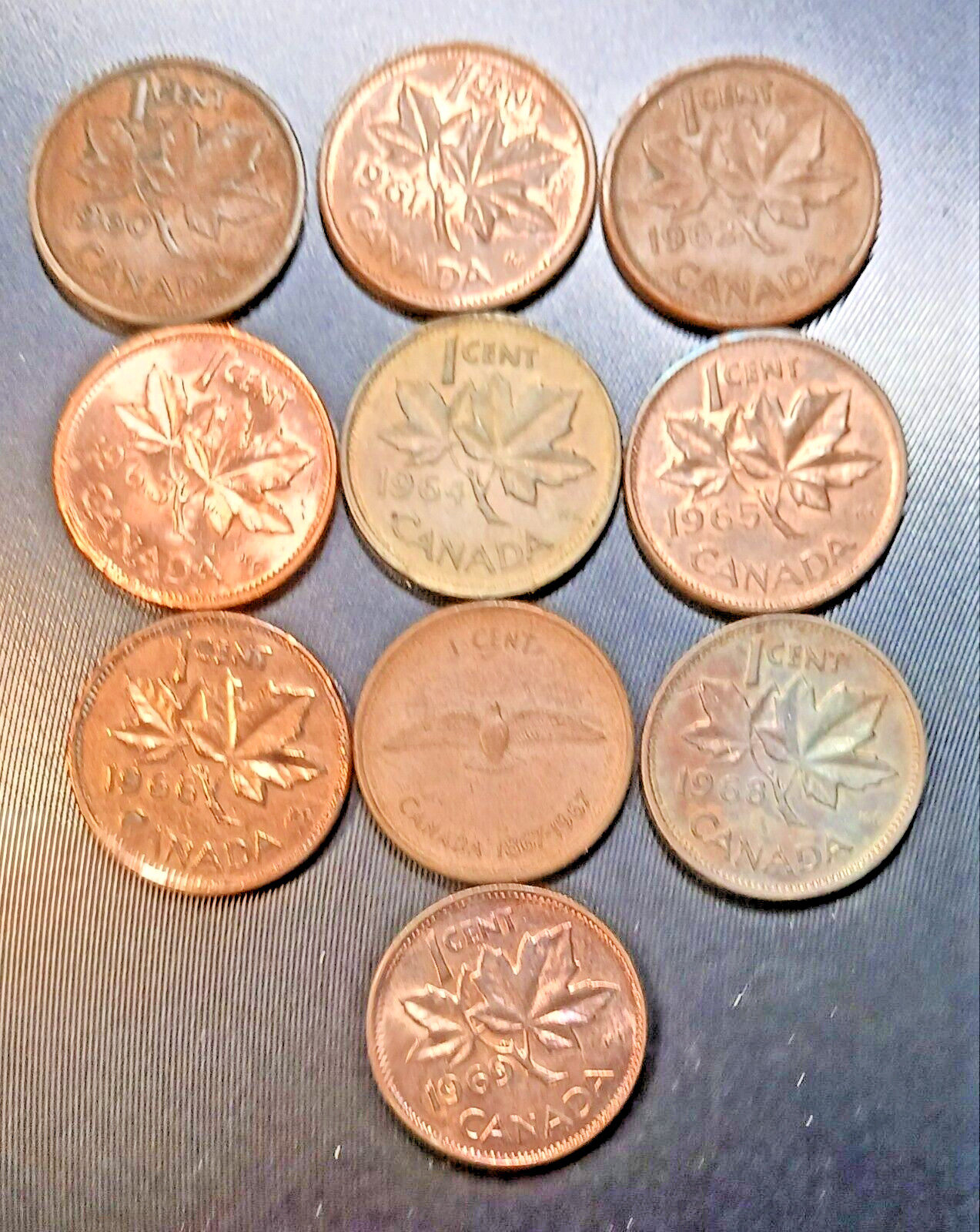 1960 – 1969 CANADA ONE CENT – LOT OF 10 COINS