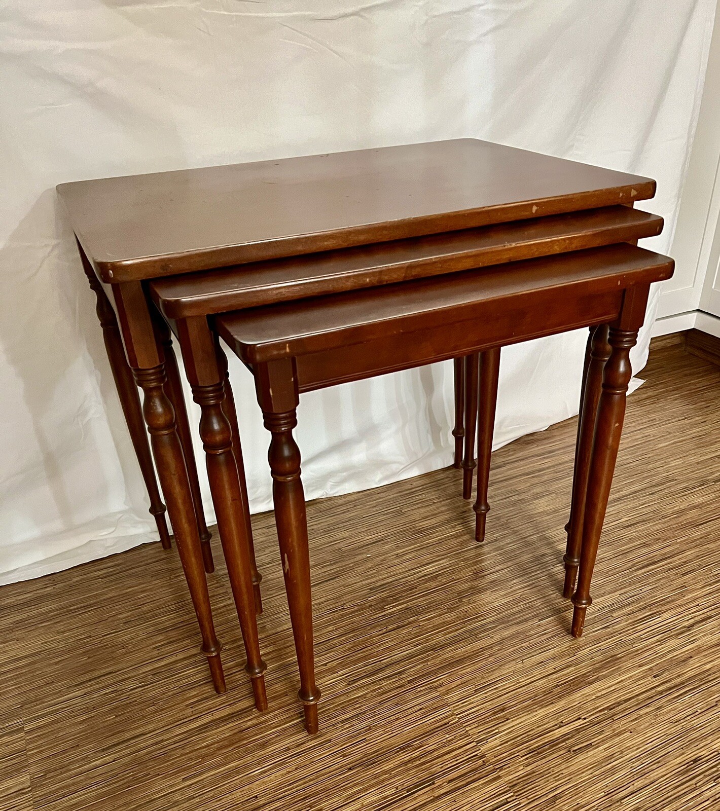 Vintage Mid Century Baumritter – Set of 3 – Solid Maple Nesting Tables 1960