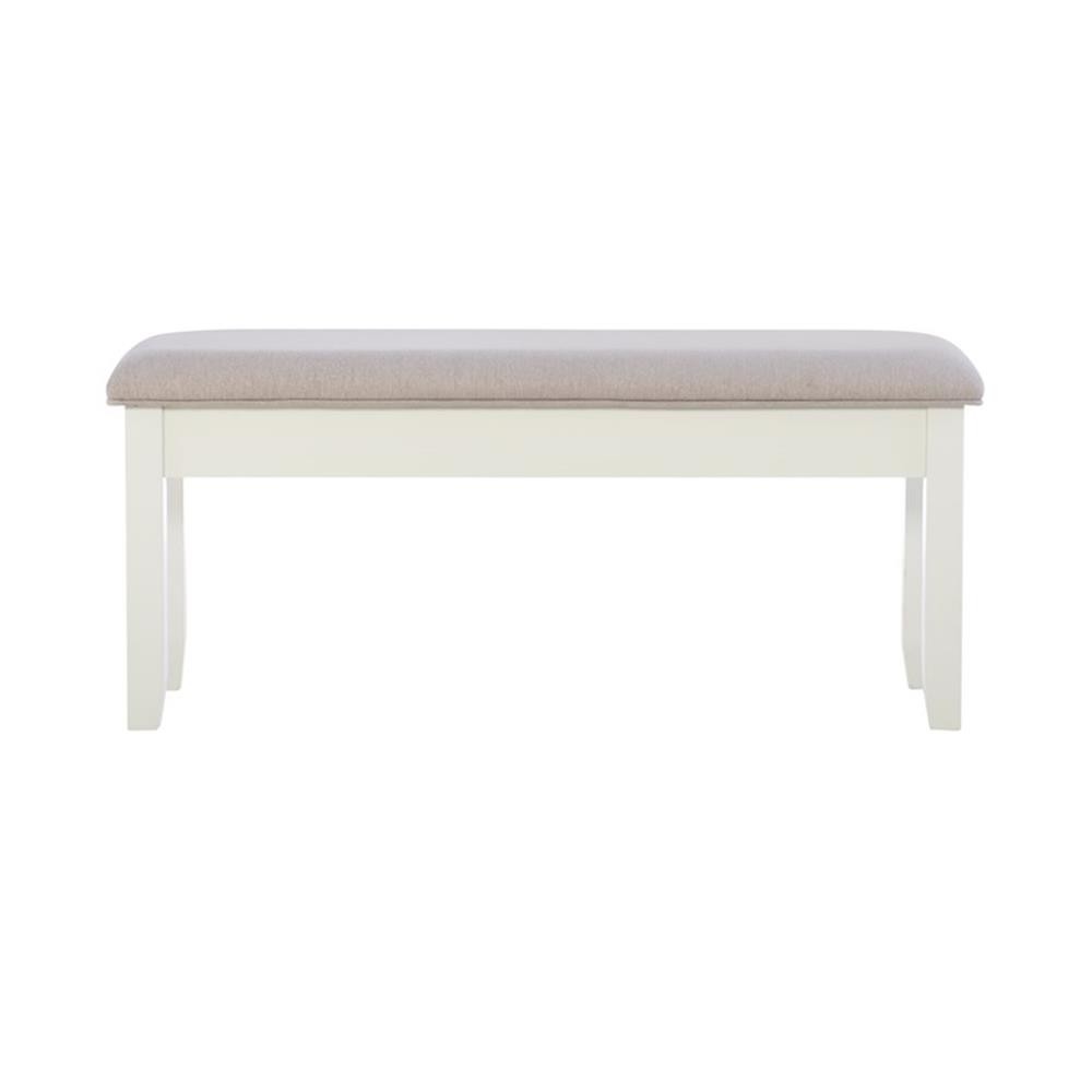 Bowery Hill 18″ Wood/Fabric Storage Bench in Vanilla White/Light Gray