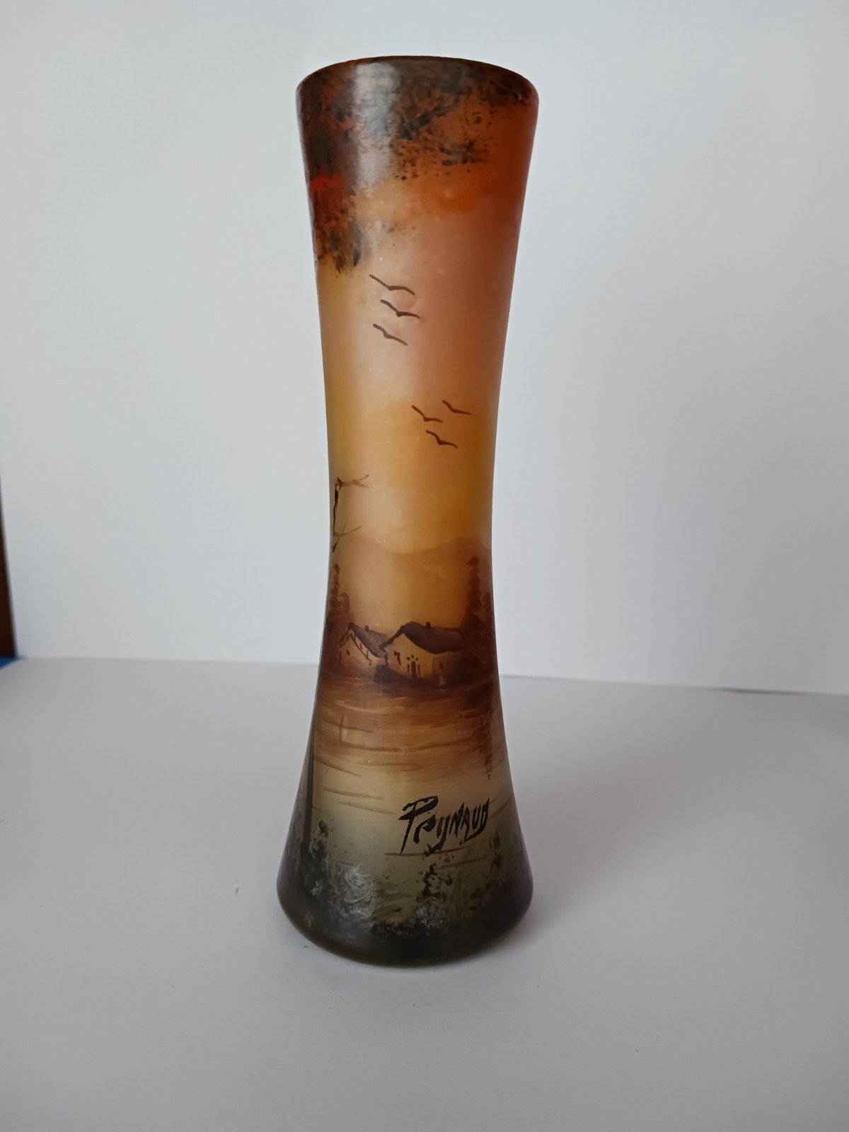 Antique French Pate De Verre Vase Signed PEYNAUD. Beautiful Colors. …