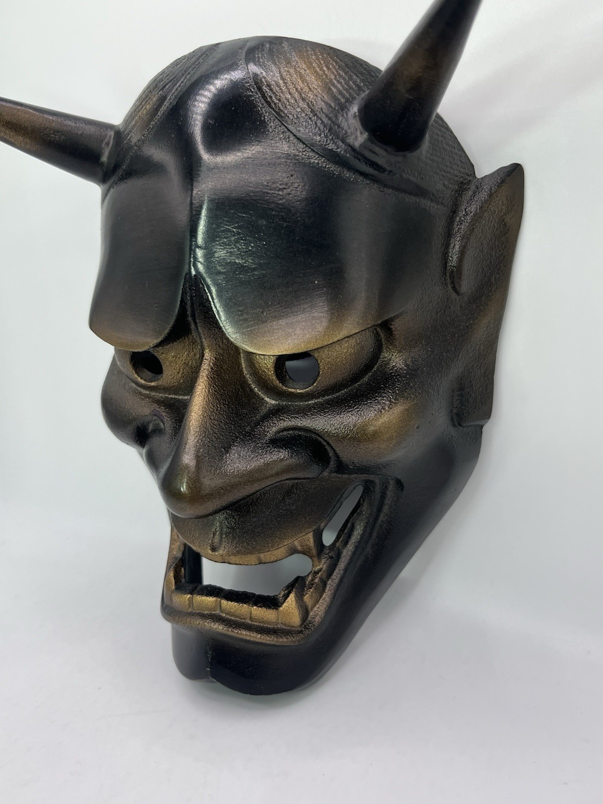 Vintage Japanese Iron Noh Hannya Iron Mask Takaoka-Doki Signed Collector’s 2.5lb