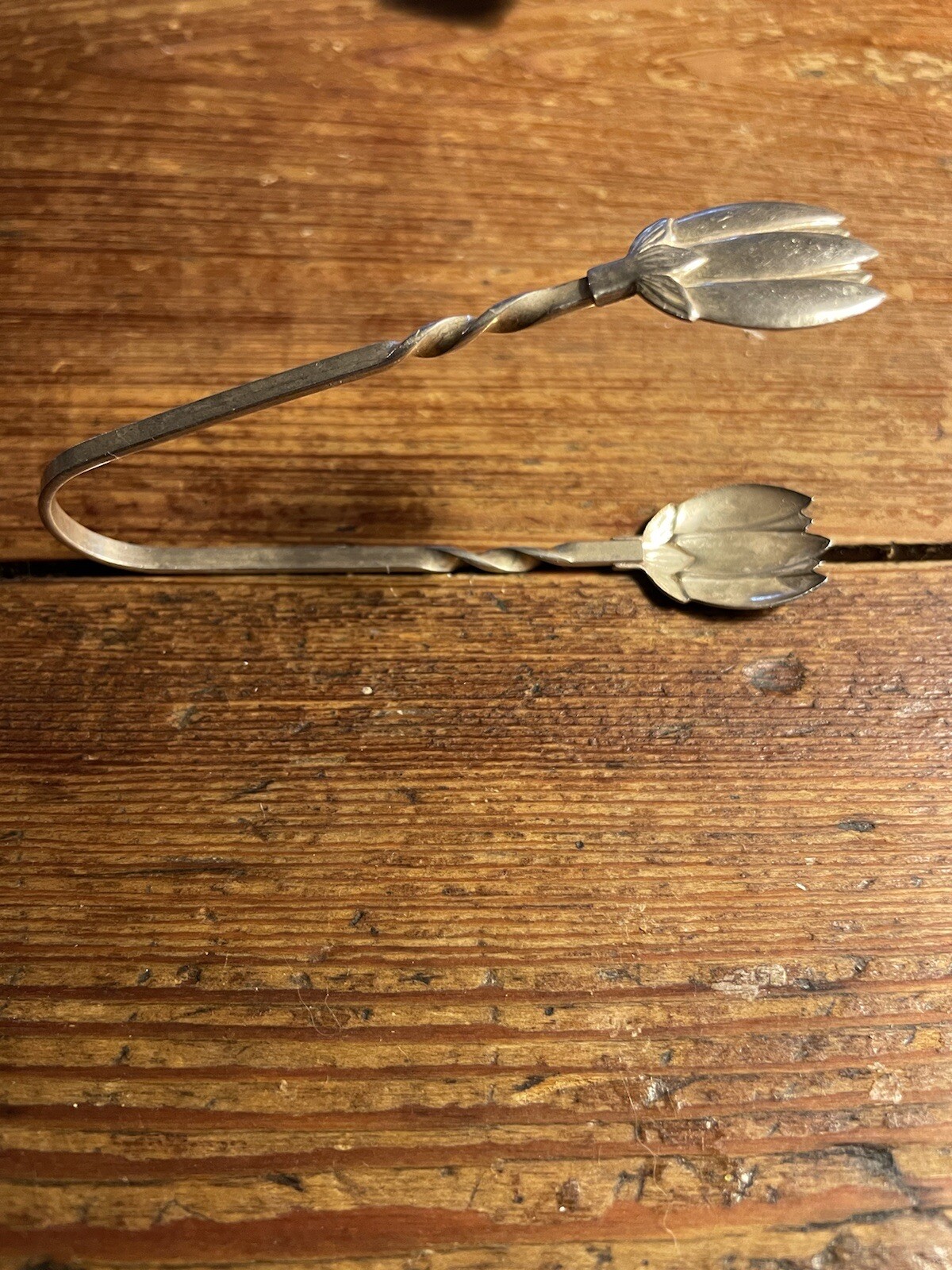 Sterling Silver European Tulip Flower 3.5” Sugar Ice Tongs