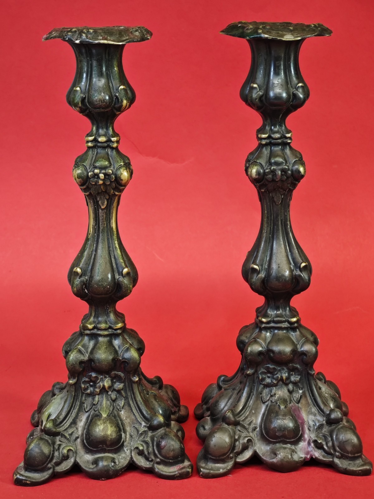 Antique Norblin & Co Warsaw Silver Plate Candlesticks Pair Judaica Shabbat Rare