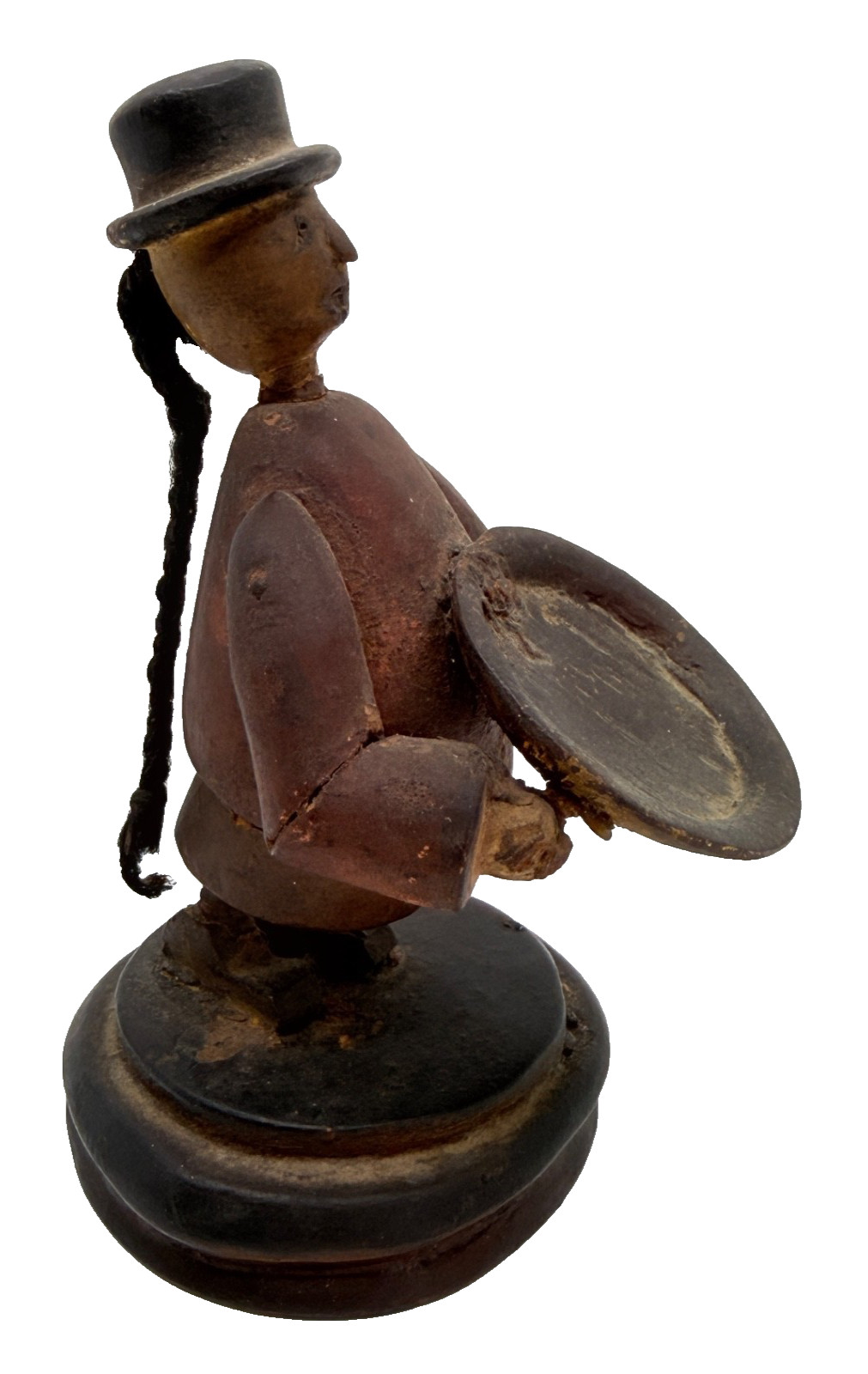 Antique 1855 Primitive Folk Art Carved Wooden Gentleman Figure Upper Greenfield
