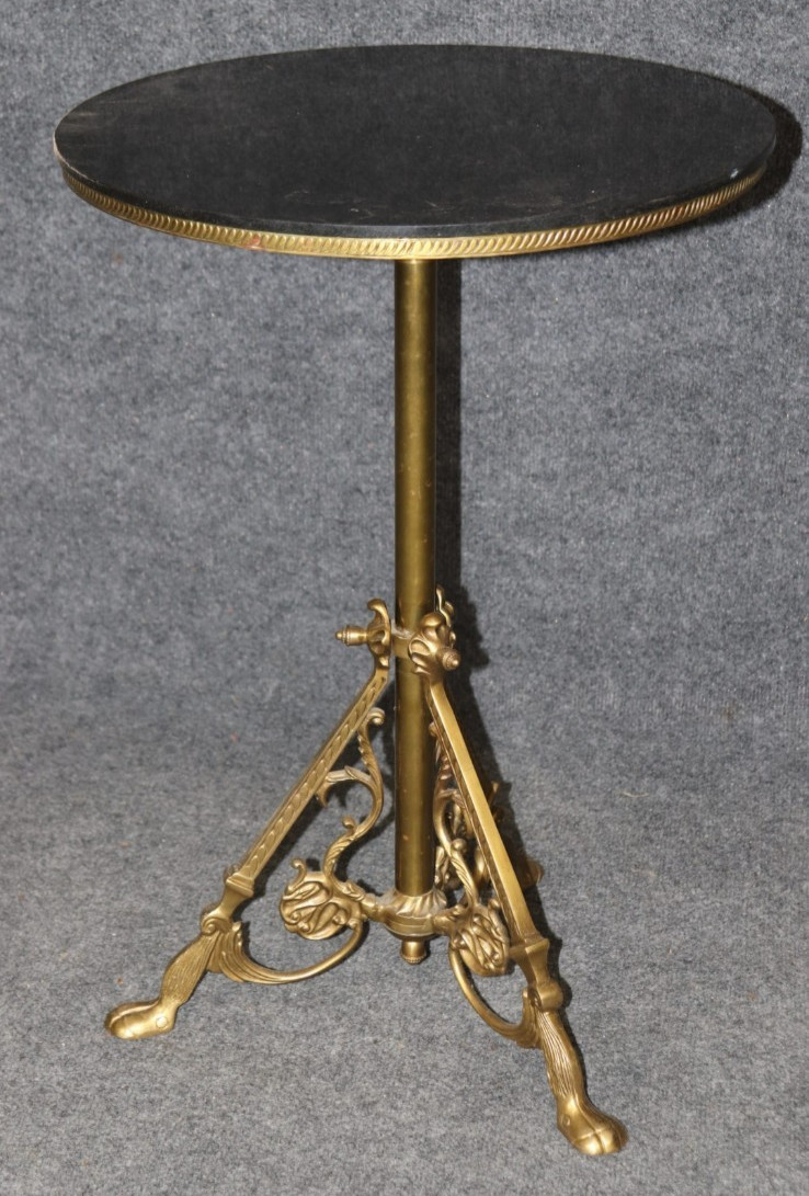 French Regency Marble Top & Bronze Occasional Paw Foot Adjustable Martini Table