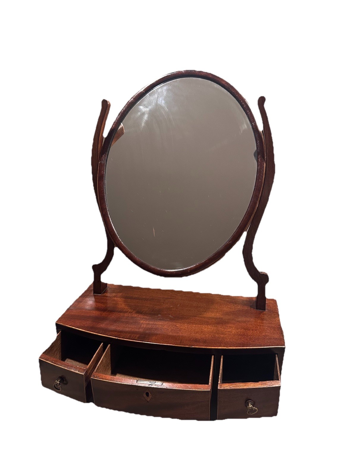 Antique Mahogany Dresser Shaving Mirror 3 drawers original finish