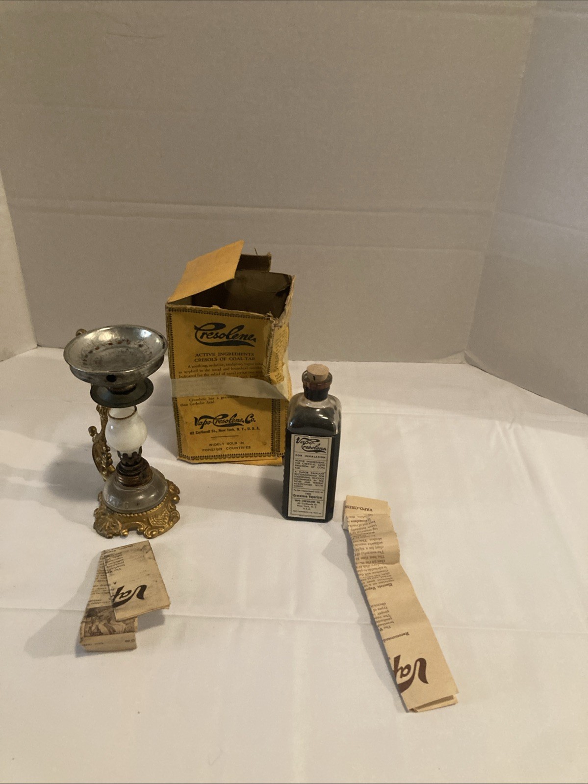 Antique Vaporiser by Vapo-Cresolene Quack Medical Device est. 1879 with Box