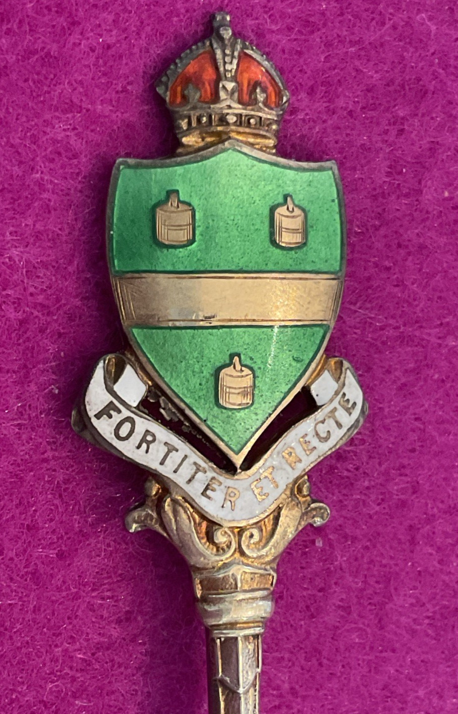 Johannesburg South Africa Enamel Coat of Arms 4.6″ Sterling Souvenir Spoon 12.5g