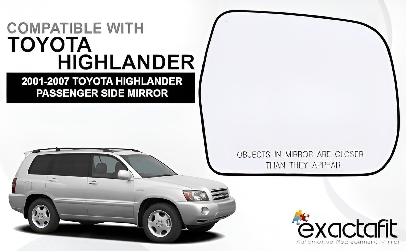 Passenger Side Mirror Glass Replacement For 2001-2007 Toyota Highlander Right…
