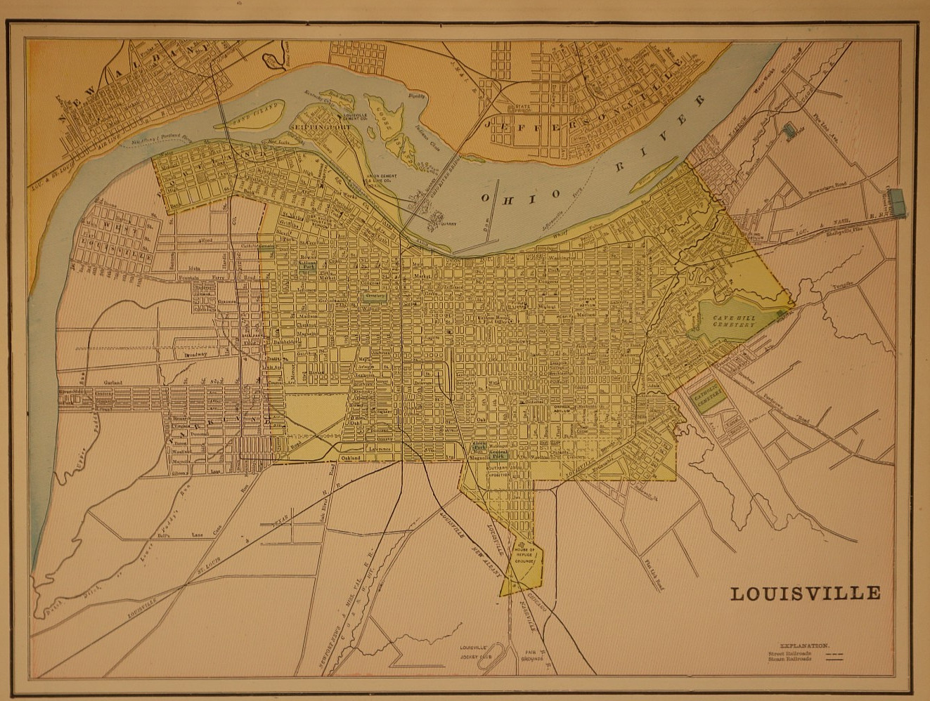 1892 City Map ~ Louisville, Kentucky / Milwaukee & Bay View on Reverse (11×14)