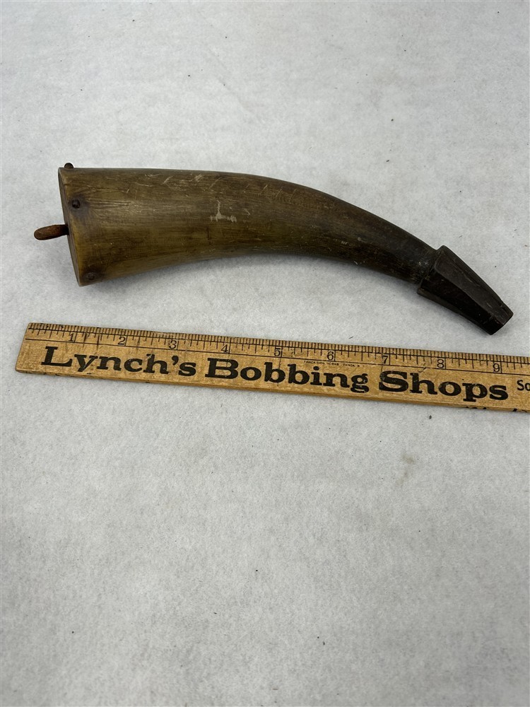 antique powder horn signed AP hand made sm 9 in 18th 19th c original colonial