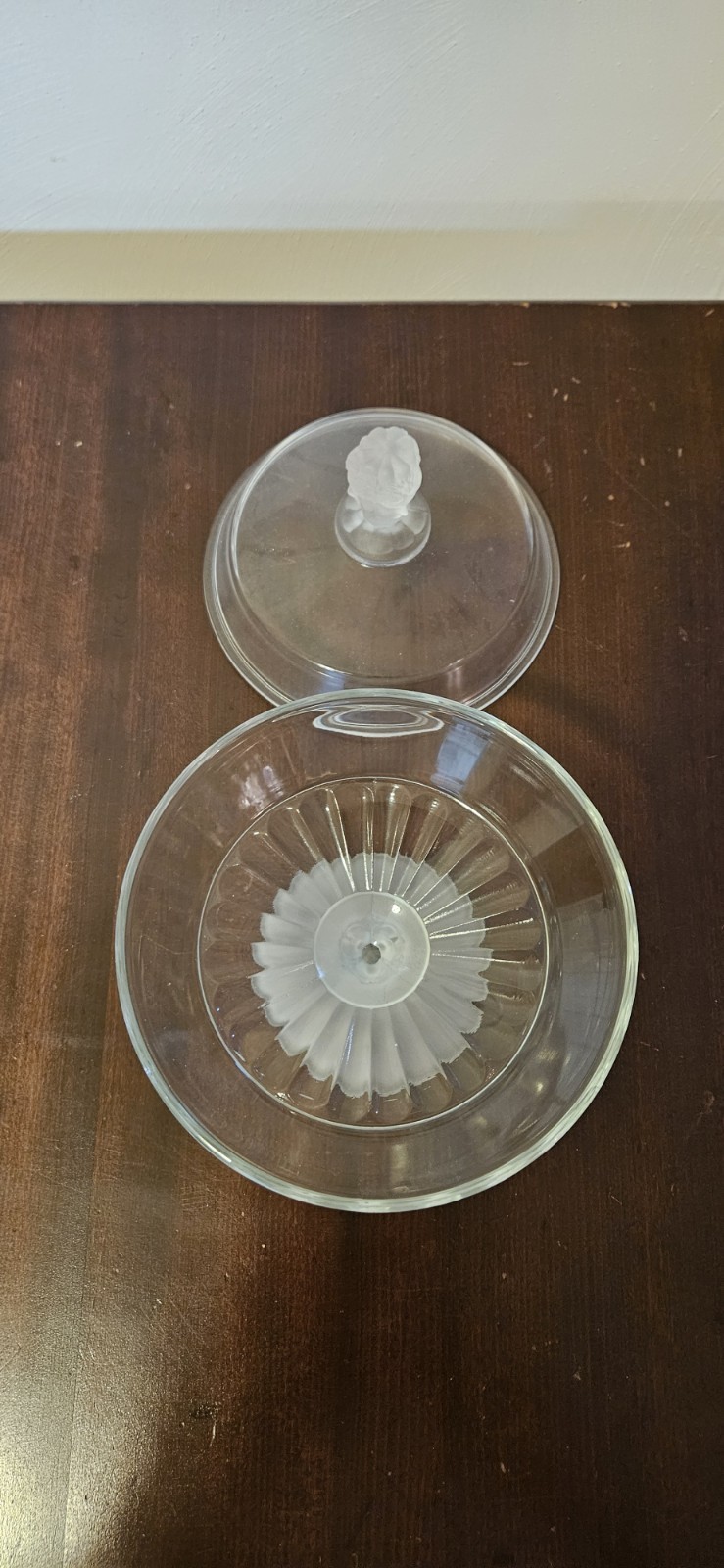 L. G. WRIGHT Duncan Miller 3 THREE FACES Lidded Compote 6″ Diameter Candy Dish
