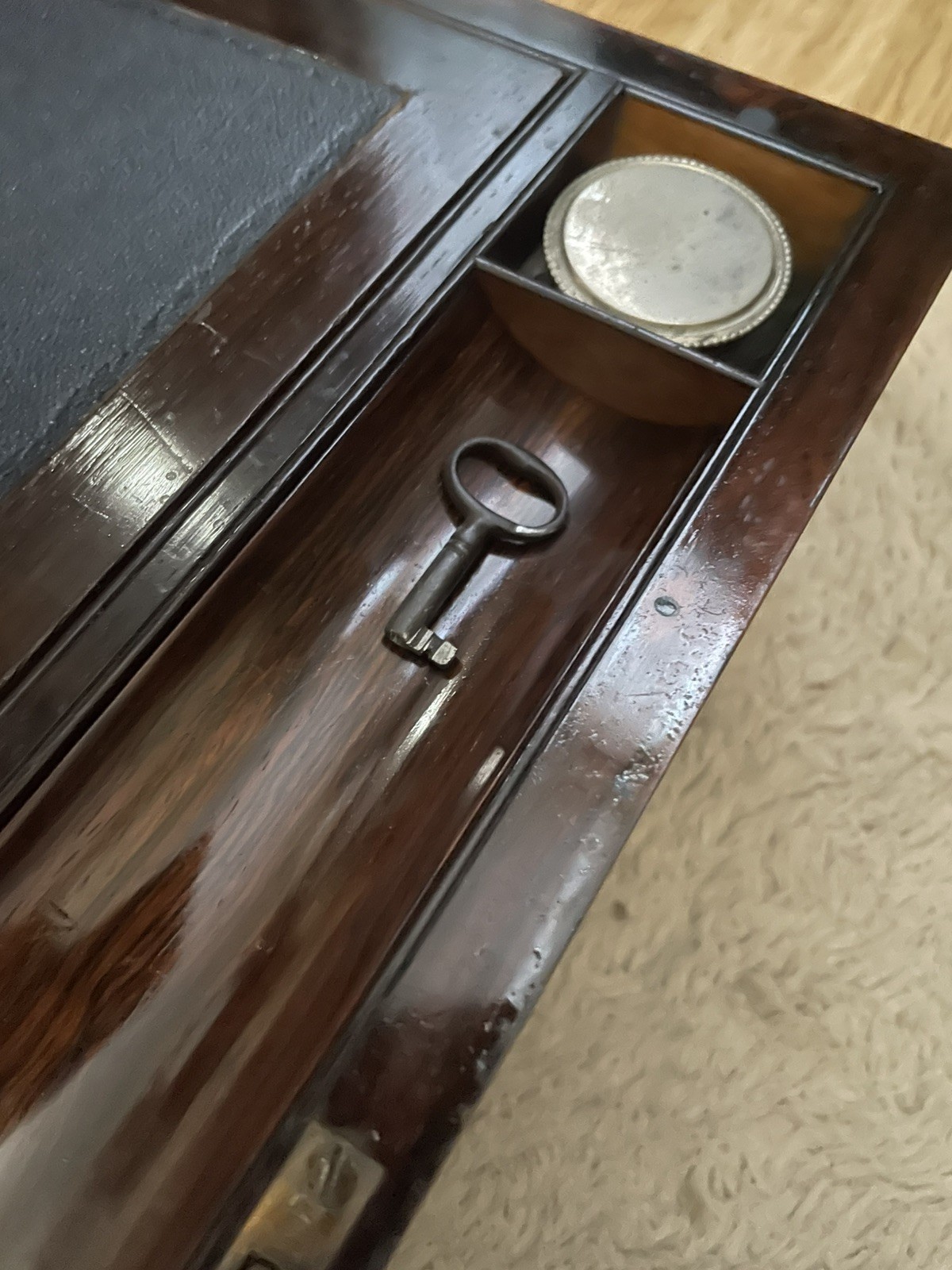 Antique Victorian Solid walnut wood Writing Slope – mother of pearl Inlay