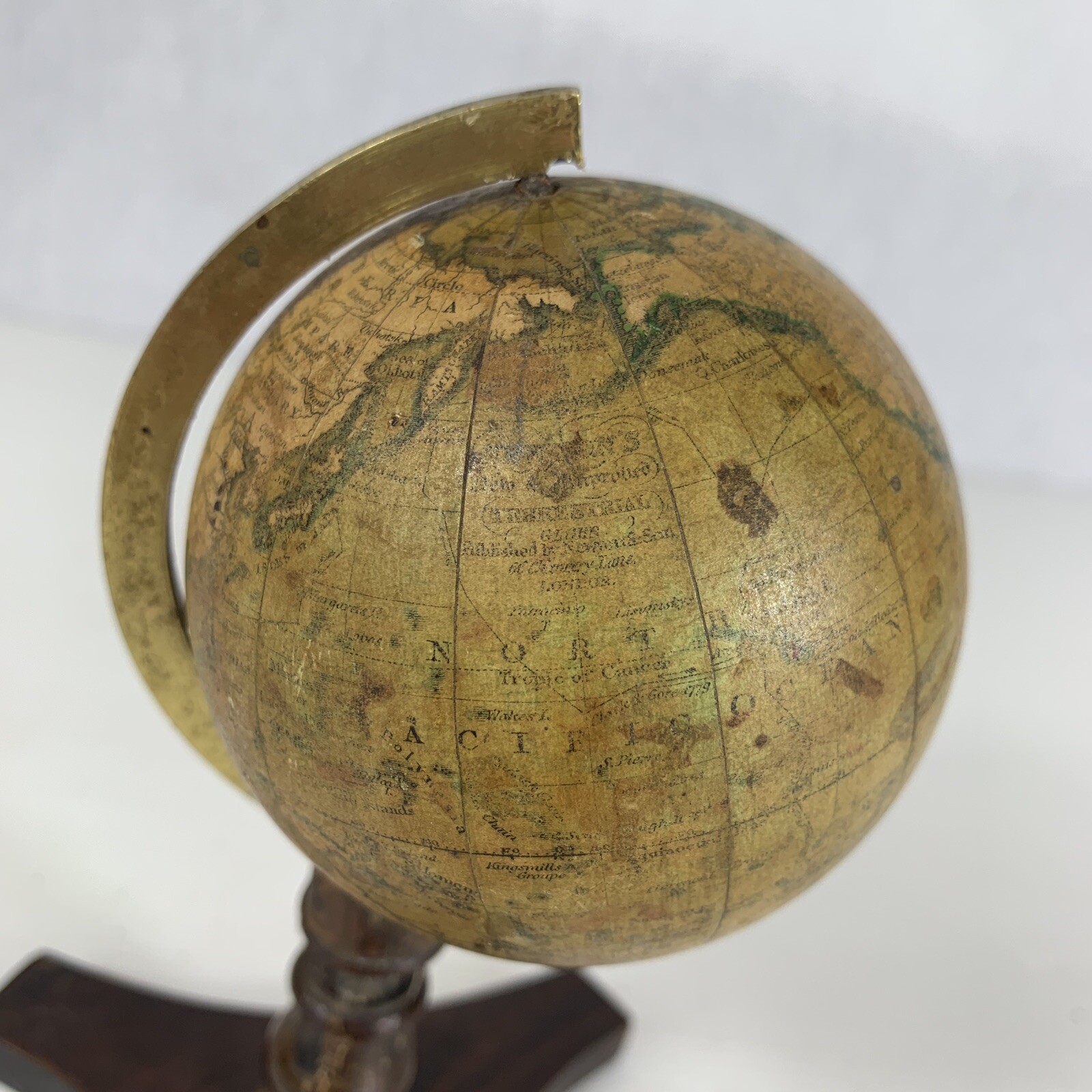 Antique Pocket / Miniature Globe Newtons New & Improved Terrestrial Globe 3″