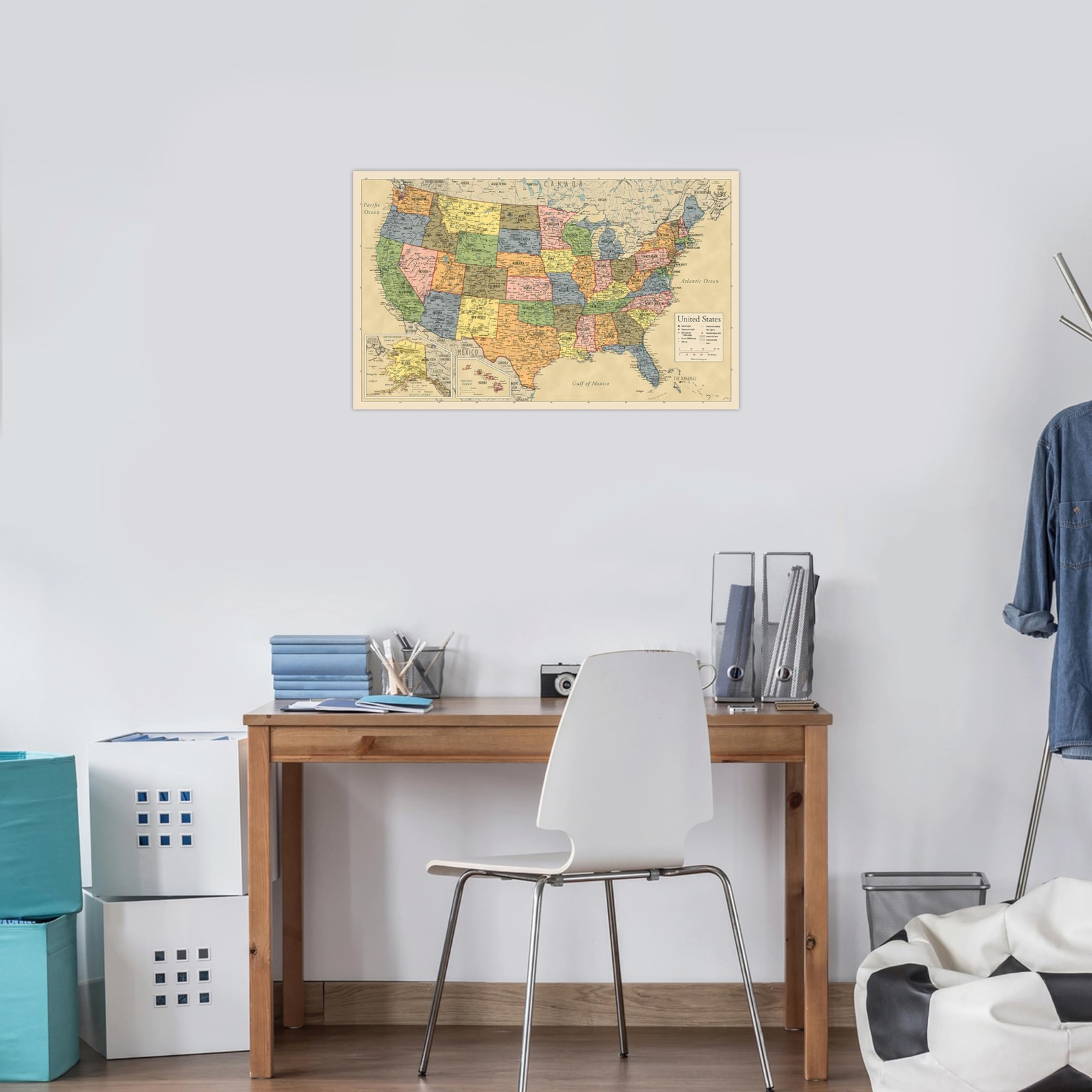 Laminated United States Map Poster – US Wall Chart – 18″ x 29″, Yellow