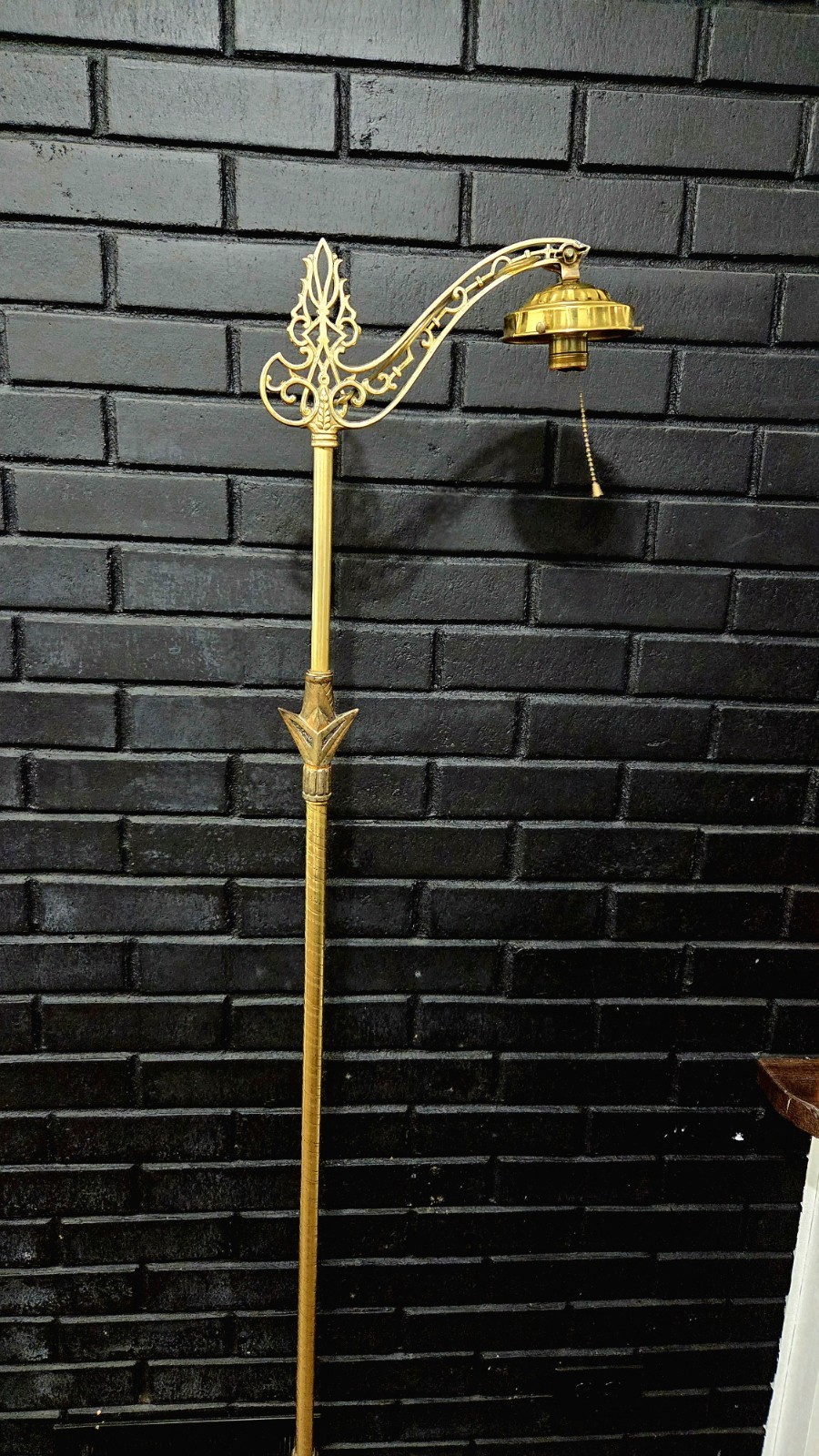 Antique Ornate Victorian Cast Iron & Brass Floor Lamp