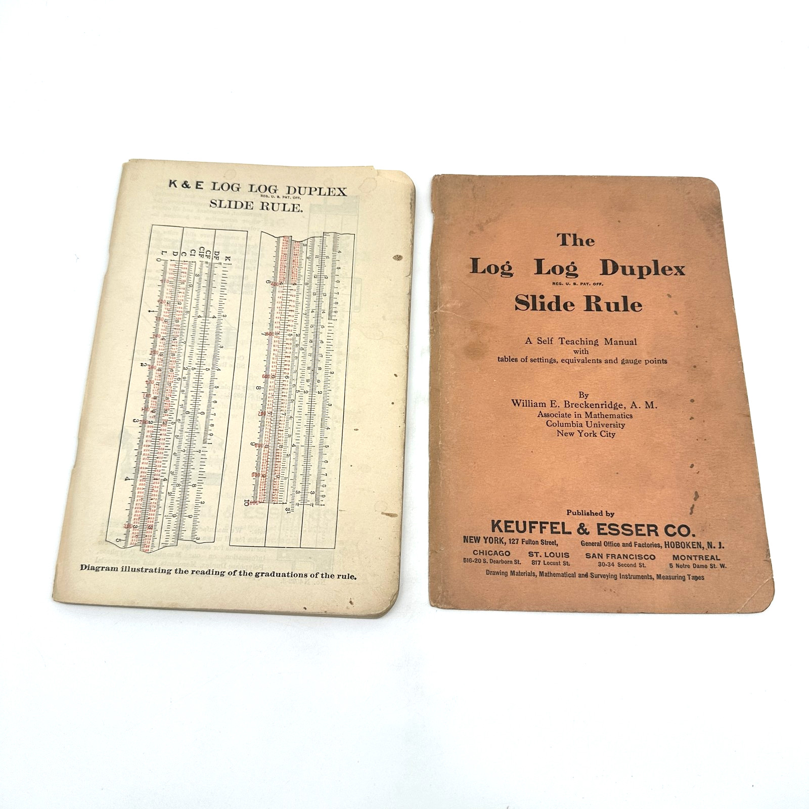K&E Log Log Duplex Slide Rule Manual William E Breckenridge