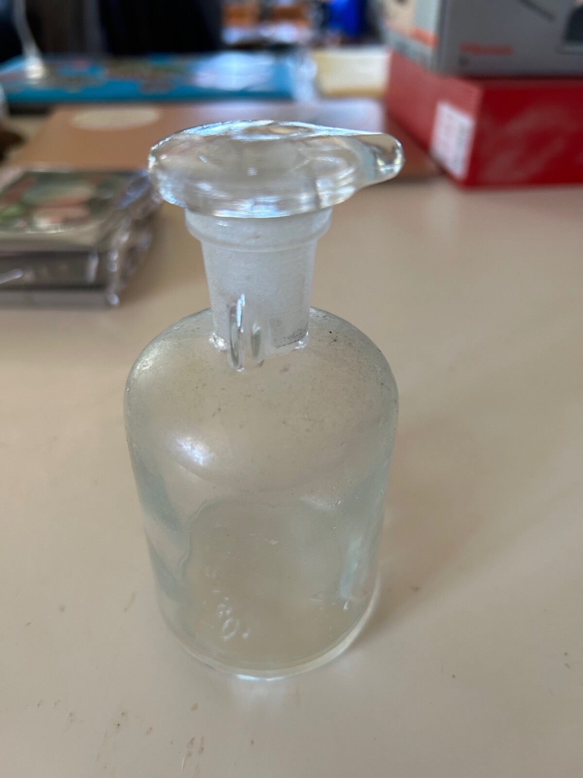 vintage glass apothecary jar With Lid T.C.W. Co