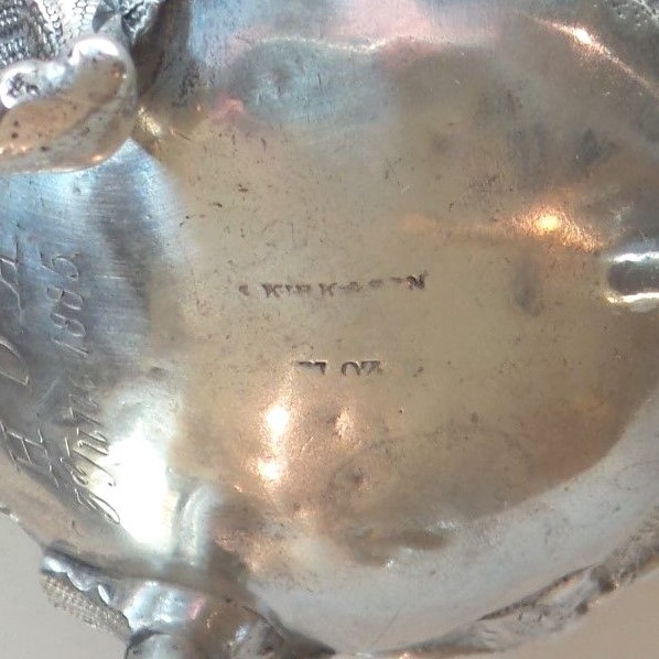 Pair Kirk REPOUSSE Coin Silver Footed Salt Cellars,100 Grams