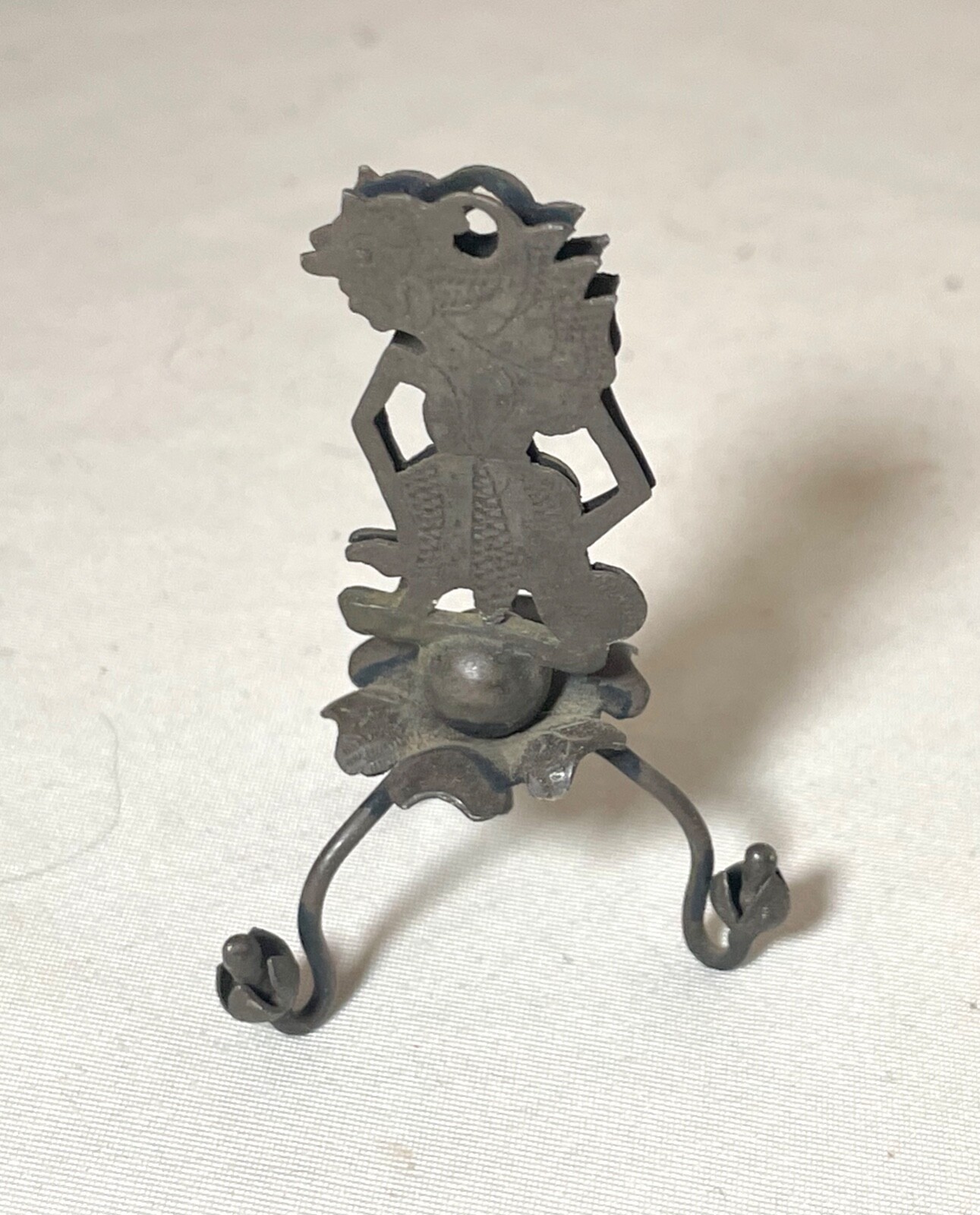 antique handmade figural sterling silver Indonesian business card place holder